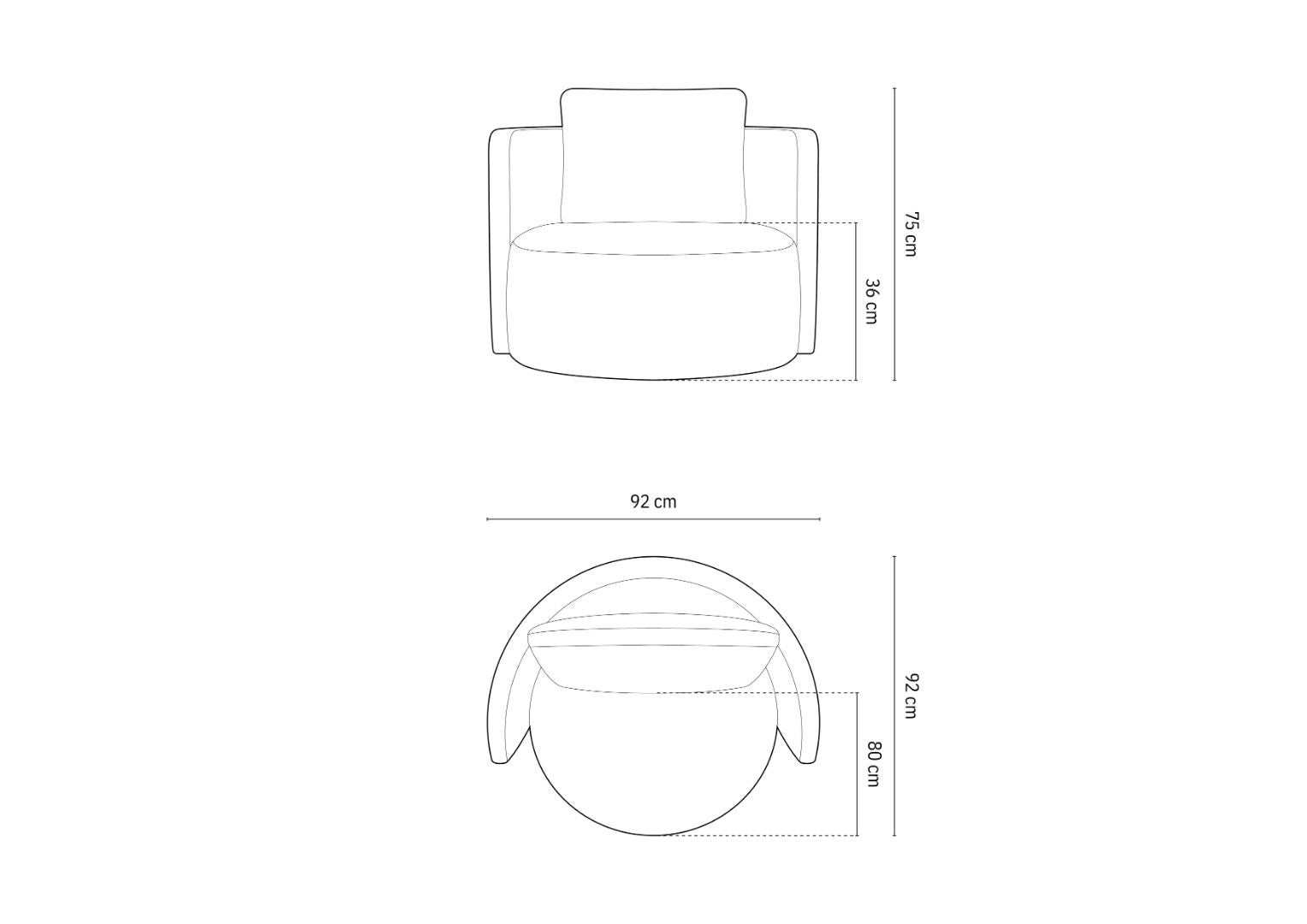 Bliss Sessel 92x92cm, Material: Samt