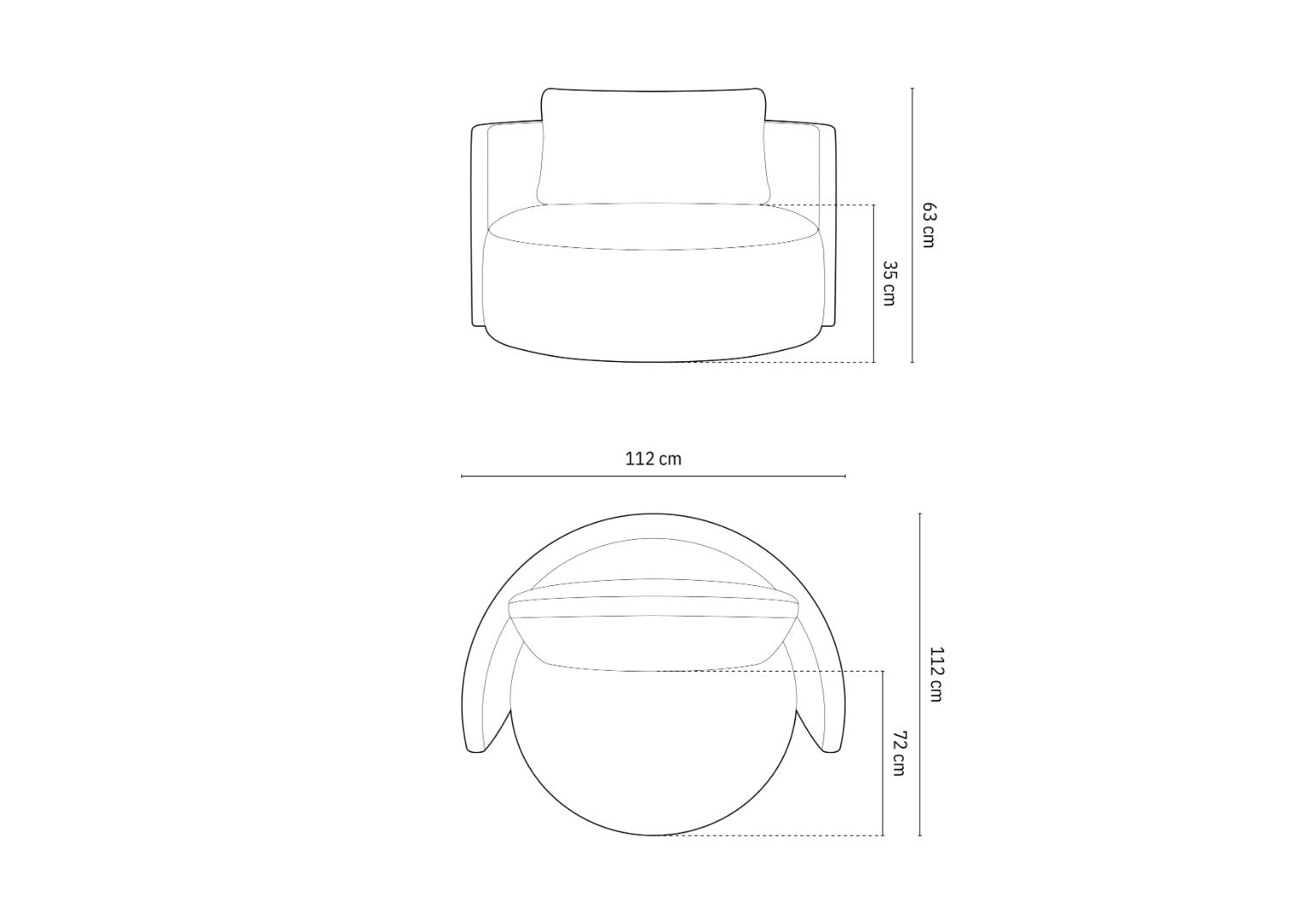 Bliss Sessel 112x112cm, Material: Samt