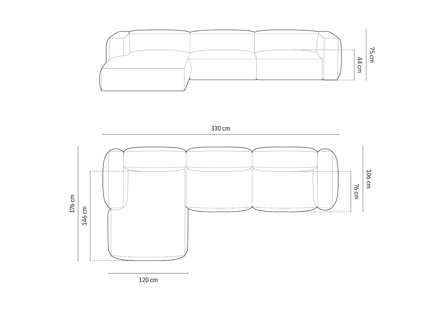 Ecksofa Martin, 330x176cm, Material: Cord