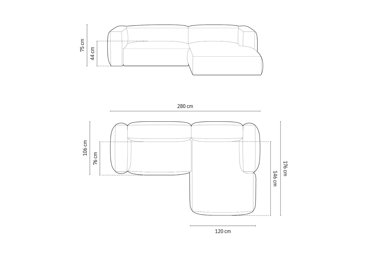 Martina Ecksofa, 280x176cm, Material: Cord