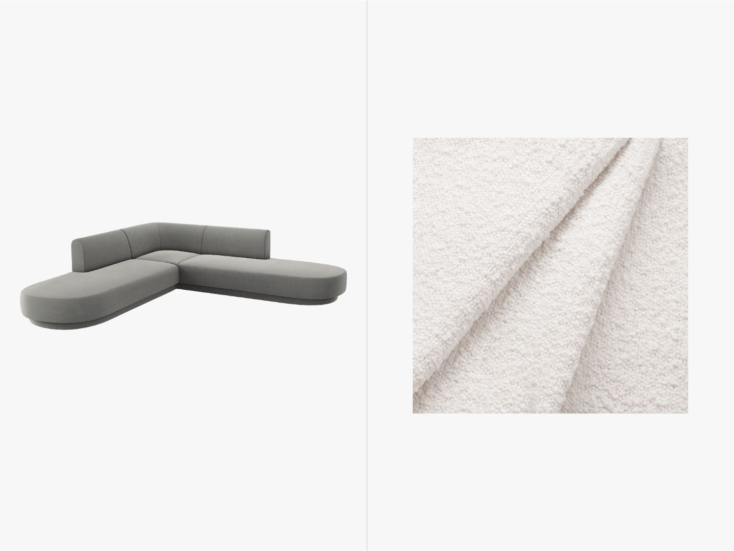 Ecksofa Miley abgerundet, 248x248cm, Material: Boucle