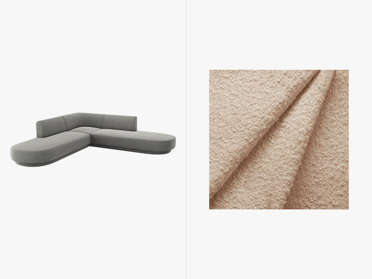 Ecksofa Miley abgerundet, 248x248cm, Material: Boucle