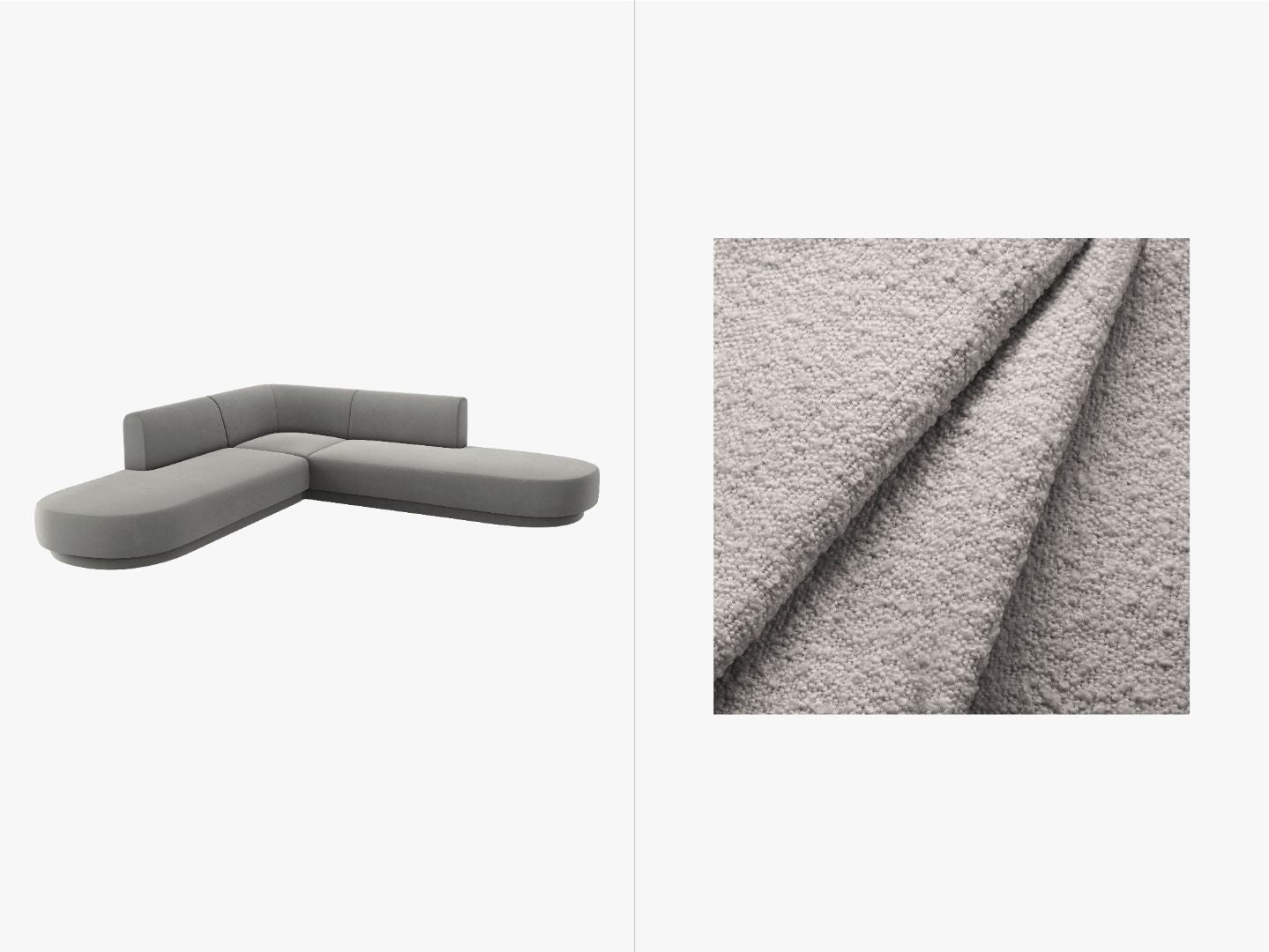 Ecksofa Miley abgerundet, 248x248cm, Material: Boucle