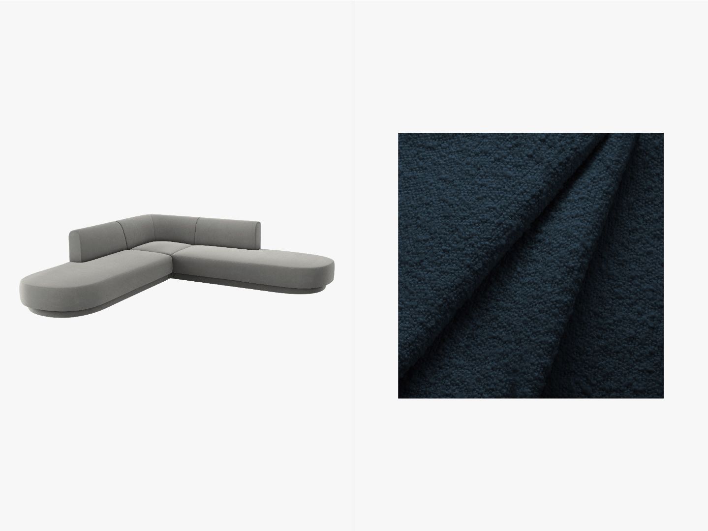 Ecksofa Miley abgerundet, 248x248cm, Material: Boucle