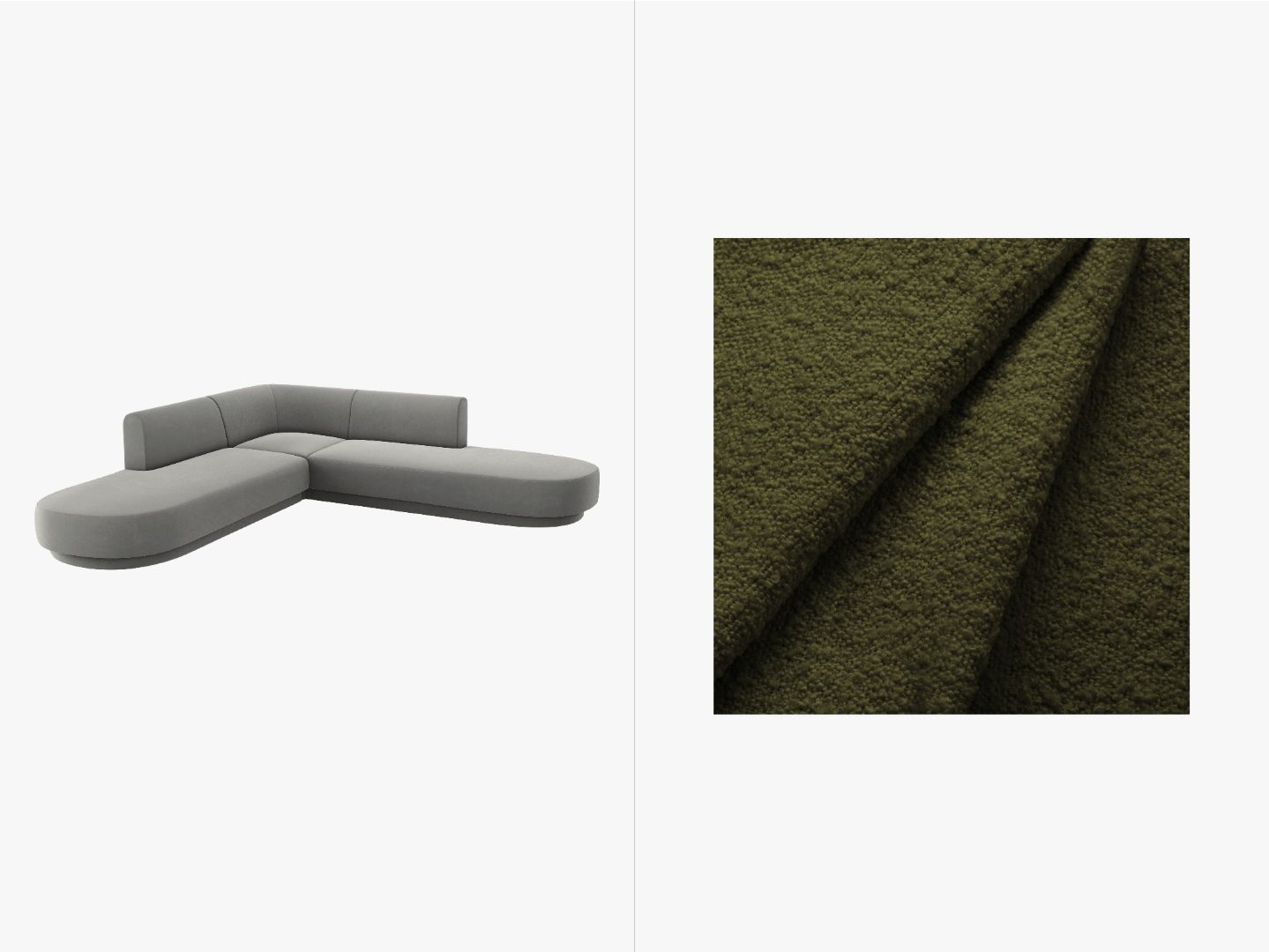 Ecksofa Miley abgerundet, 248x248cm, Material: Boucle