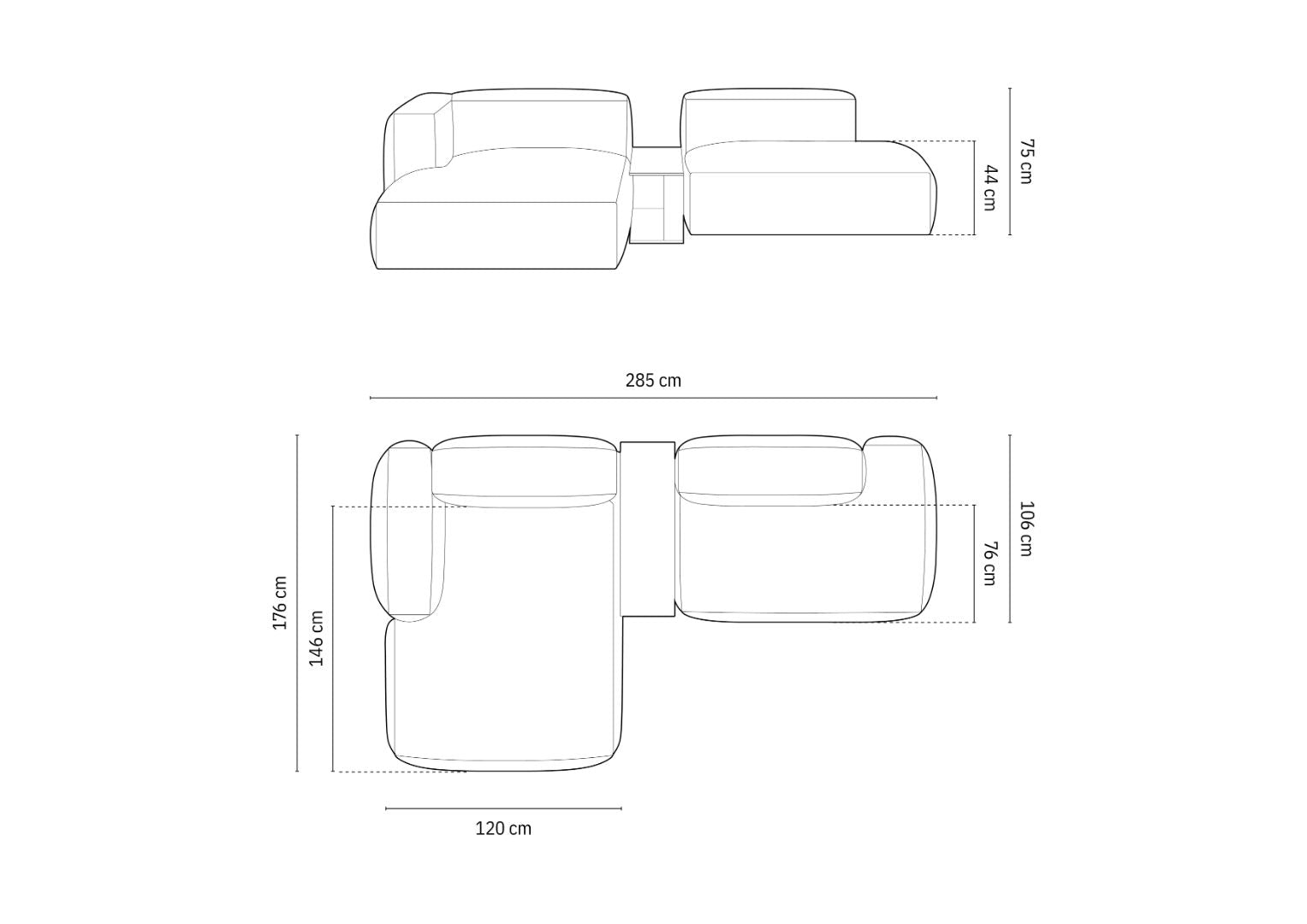Martina Ecksofa, 285x176cm, Material: Cord