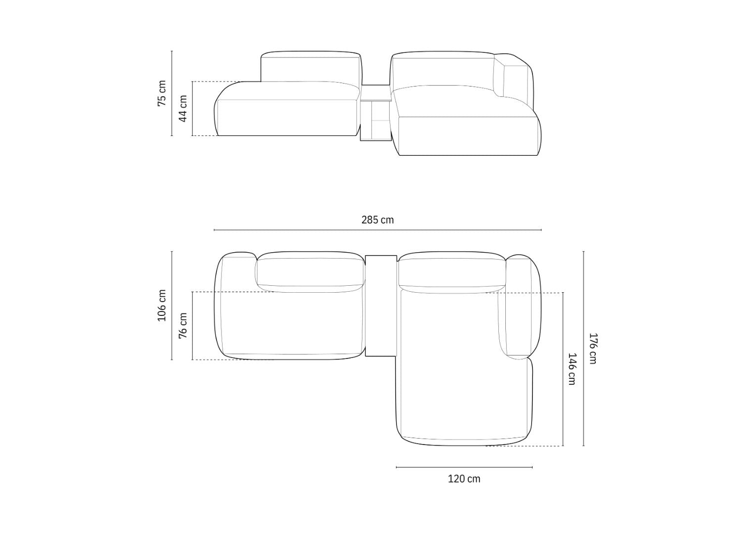 Martina Ecksofa, 285x176cm, Material: Cord