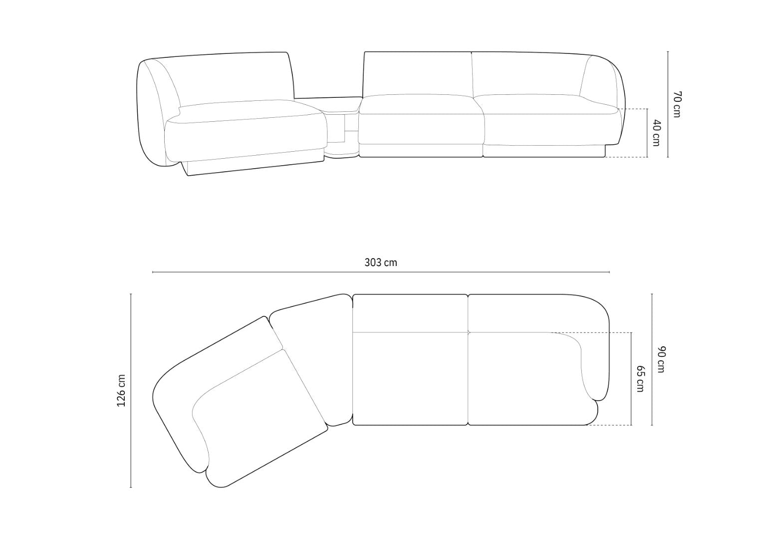 Ecksofa Miley 300x118cm, Material: Boucle