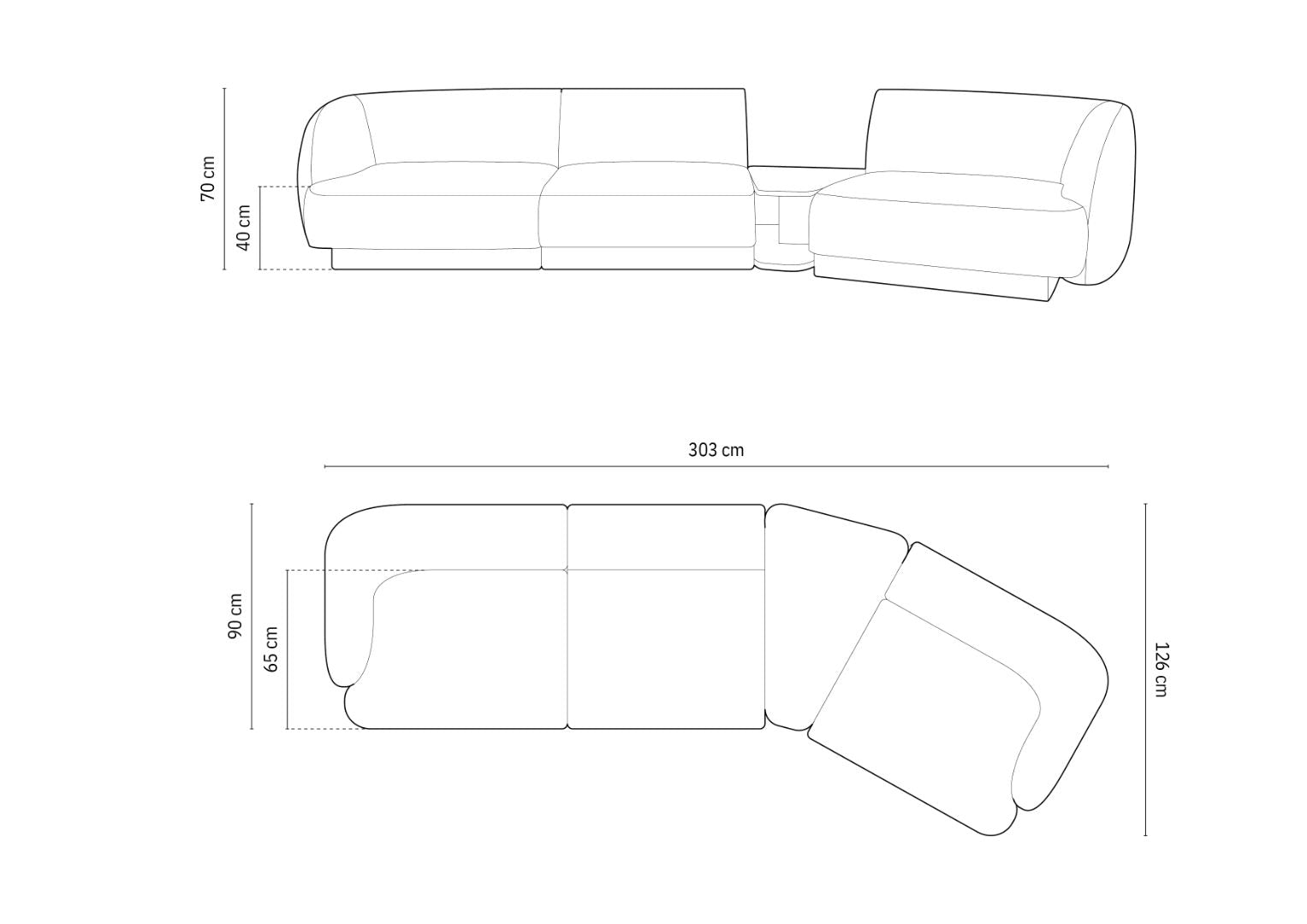 Ecksofa Miley 300x118cm, Material: Boucle