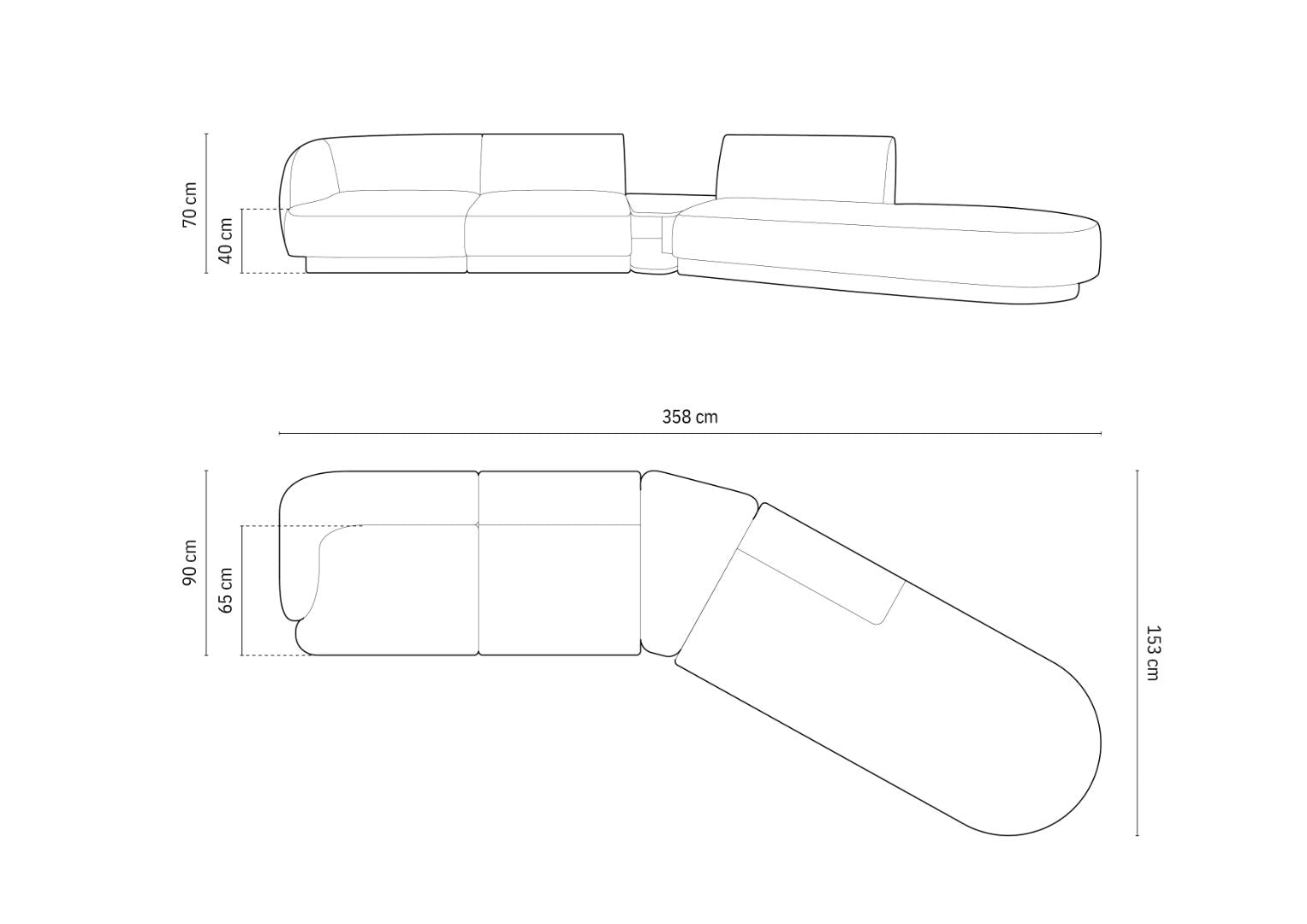 Sofa Miley 358x153cm, Material: Boucle
