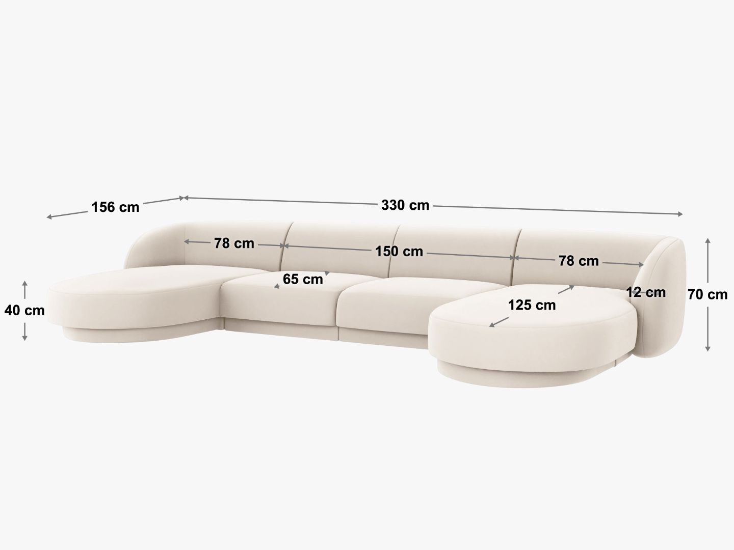 Sofa Miley Panorama, 330x156cm, Material: Boucle