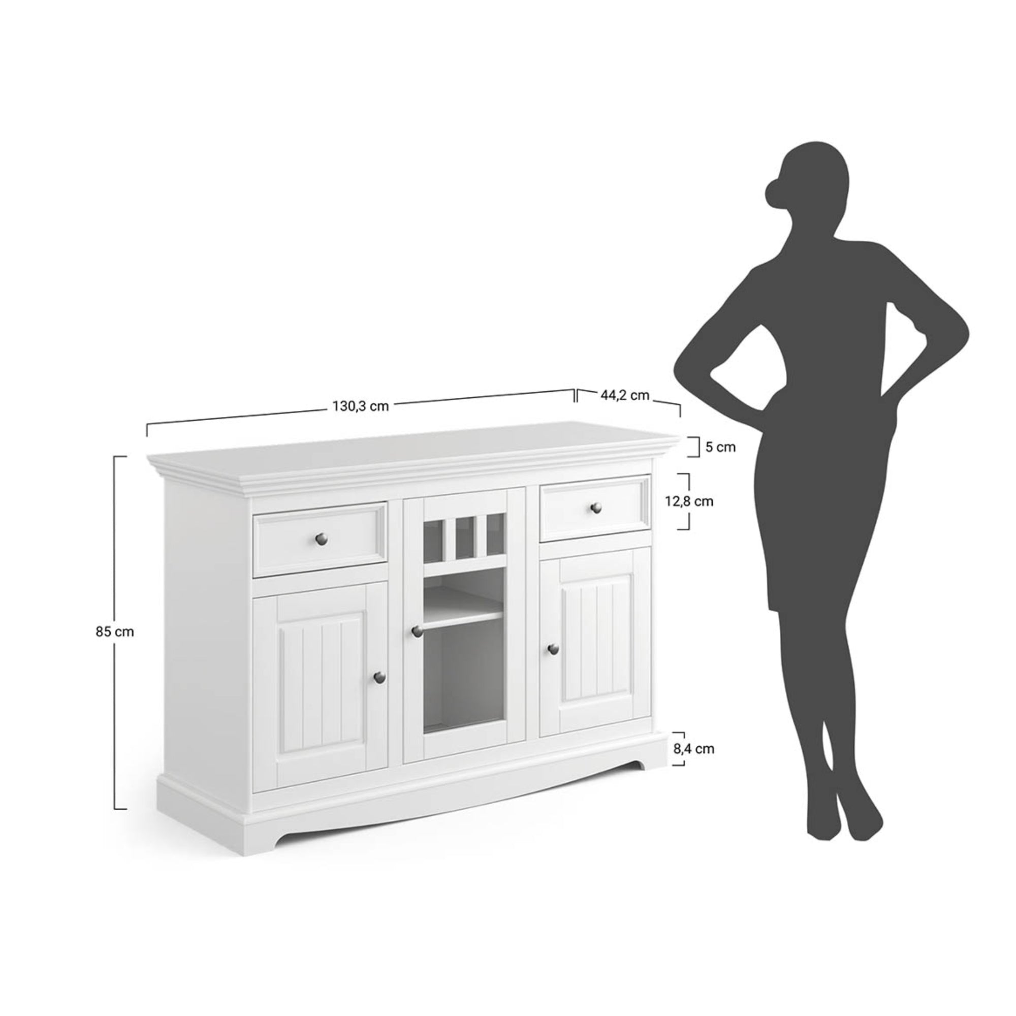 Kommode Belluno 130x44 cm, Material: Massives Kiefernholz