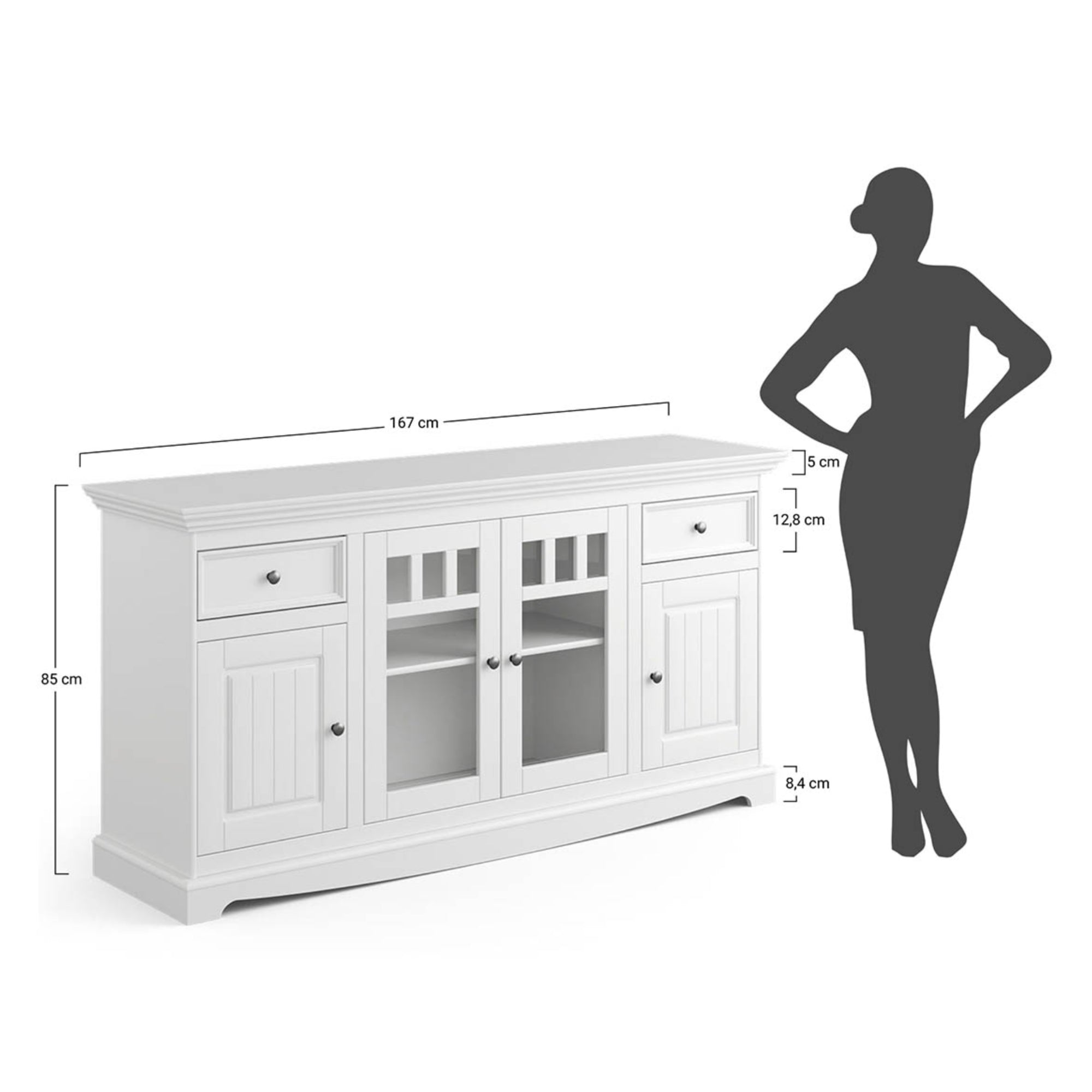 Kommode Belluno 167x44 cm, Material: Massives Kiefernholz