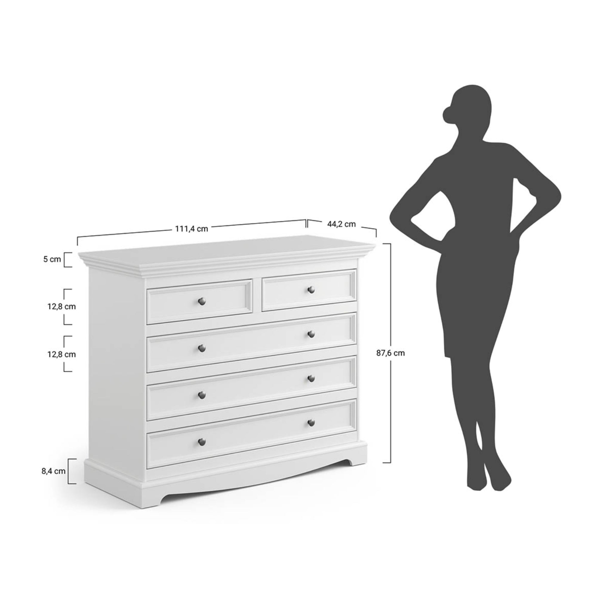 Kommode Belluno 111,4x44,2 cm, Material: Massives Kiefernholz