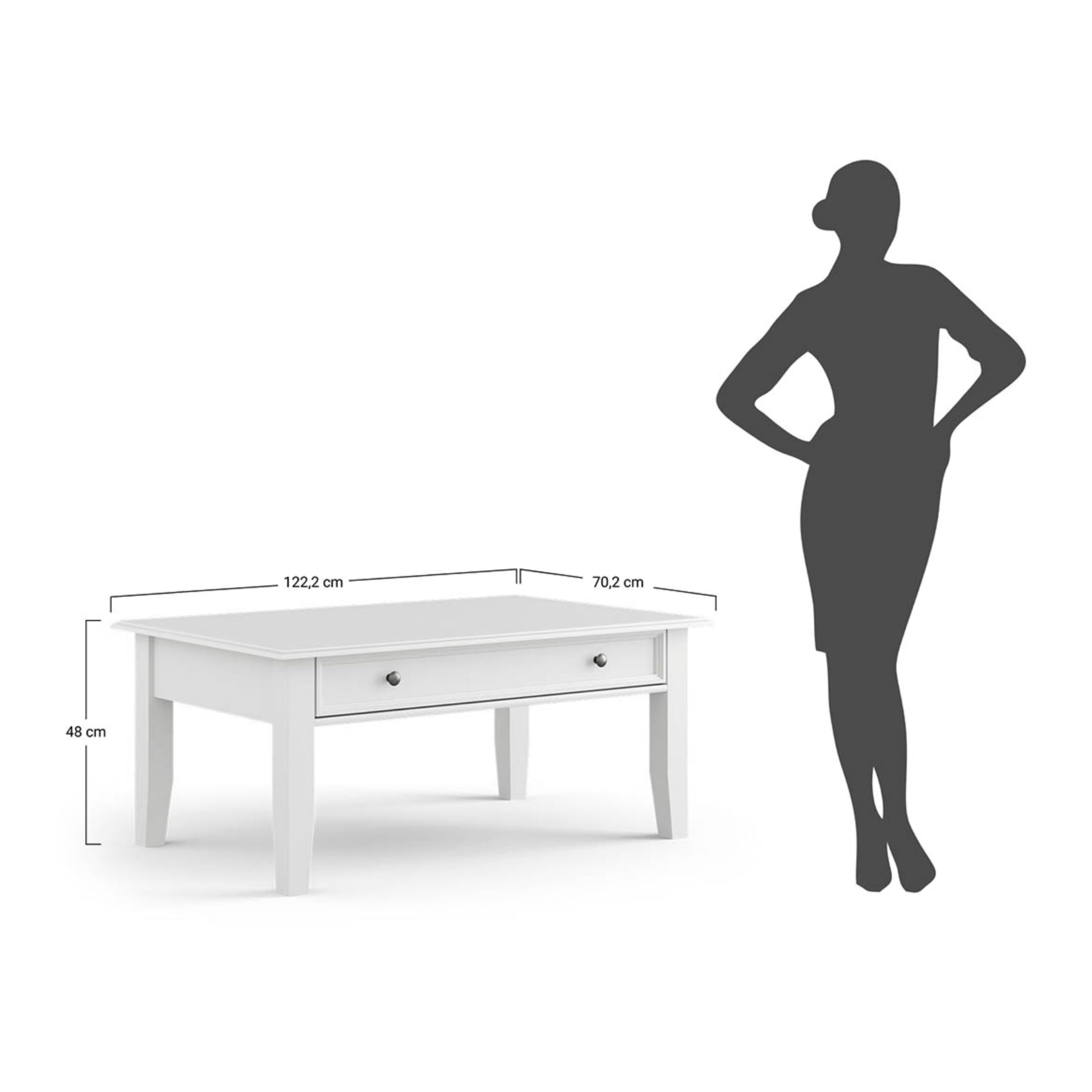 Klubtisch Belluno 122x70 cm, Material: Massives Kiefernholz