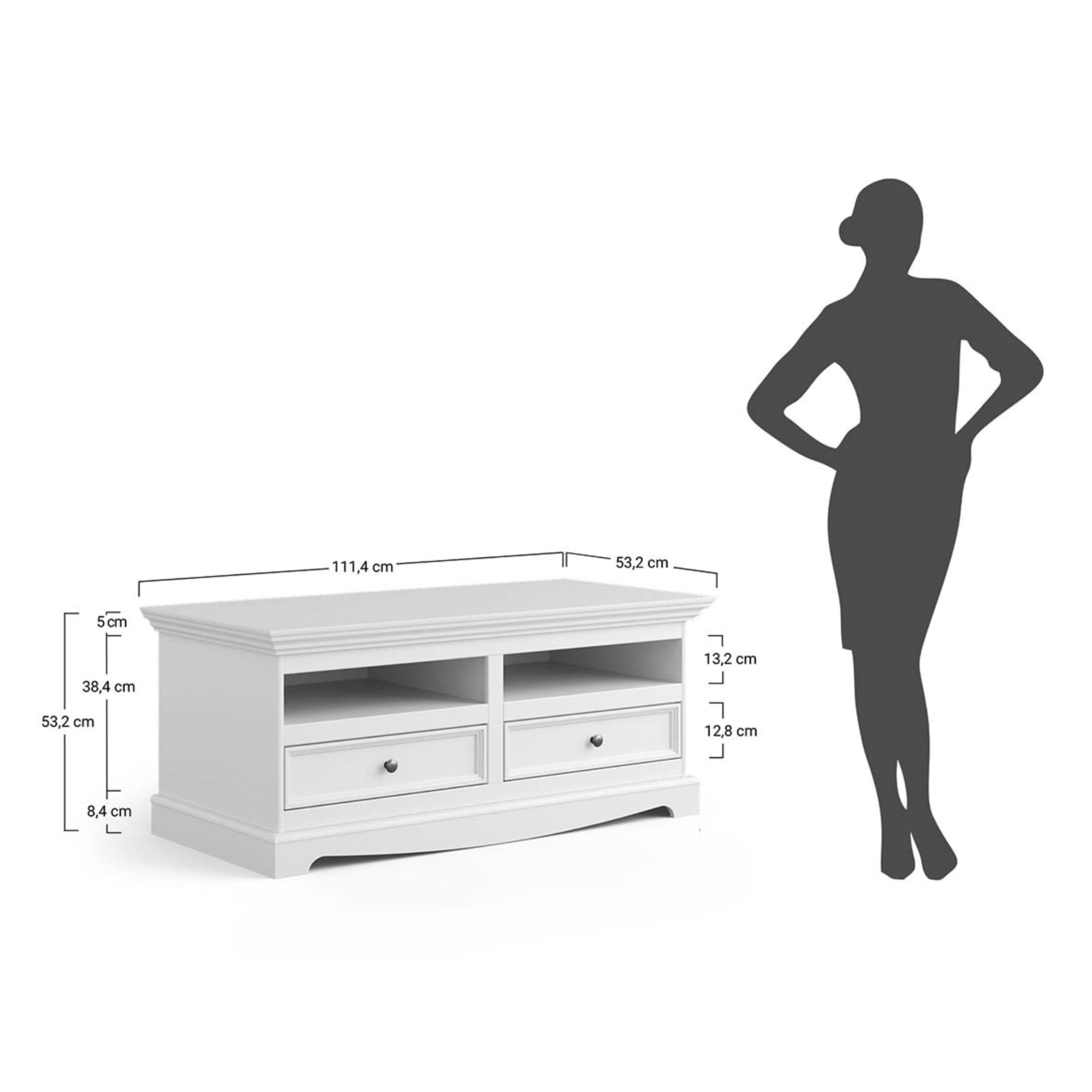 TV-Kommode Belluno 111x53 cm, Material: Massives Kiefernholz