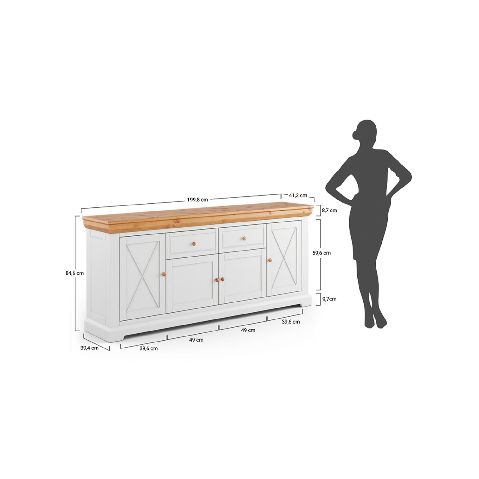 Kommode Marone 84,6x41,2 cm, Material: Massives Kiefernholz