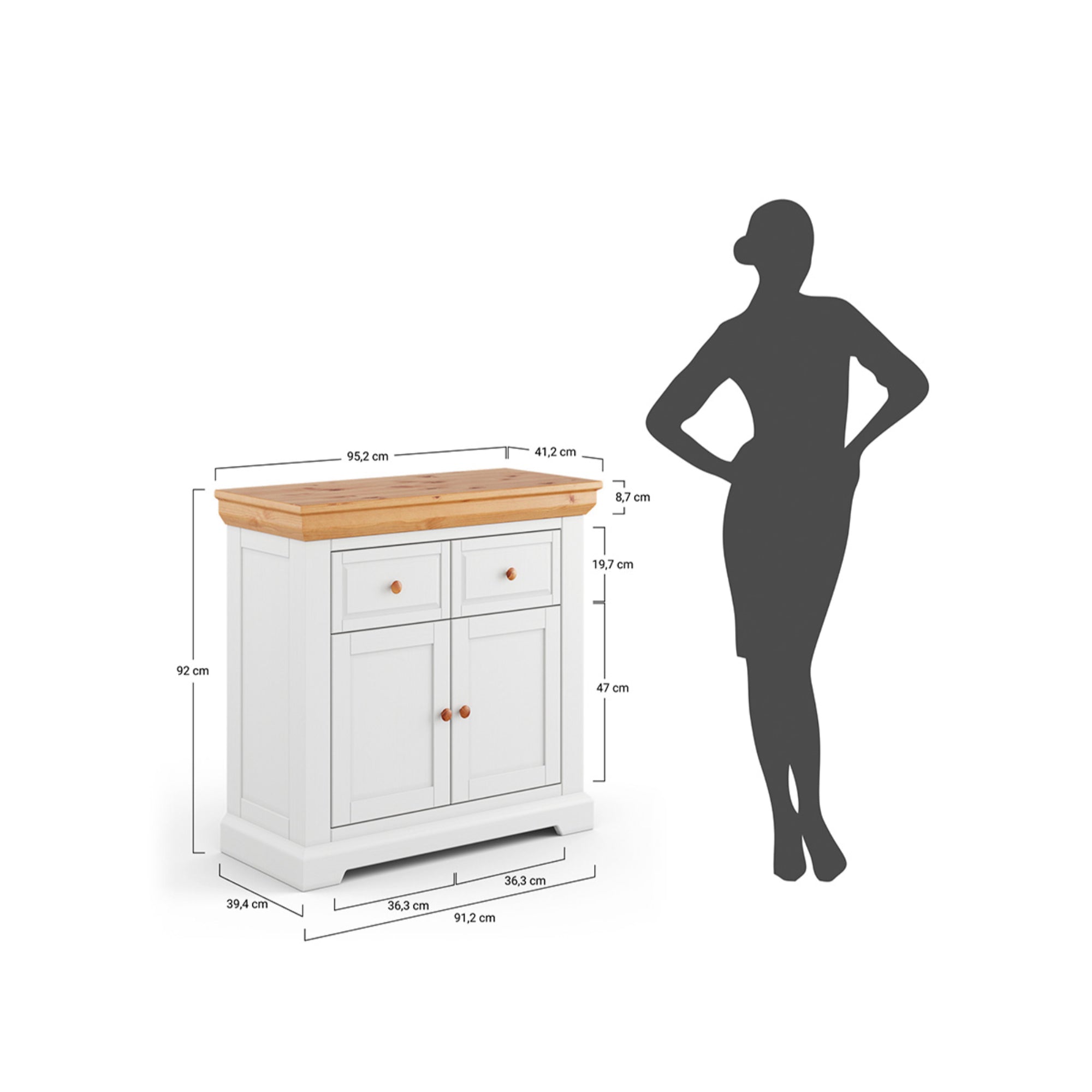 Kommode Marone 95,2x41,2 cm, Material: Massiv Kiefernholz