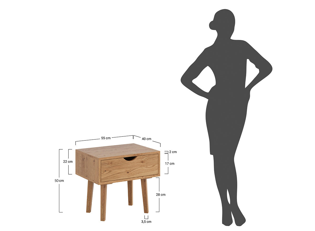 Nachttisch Simona, Material: Massivholz Eiche