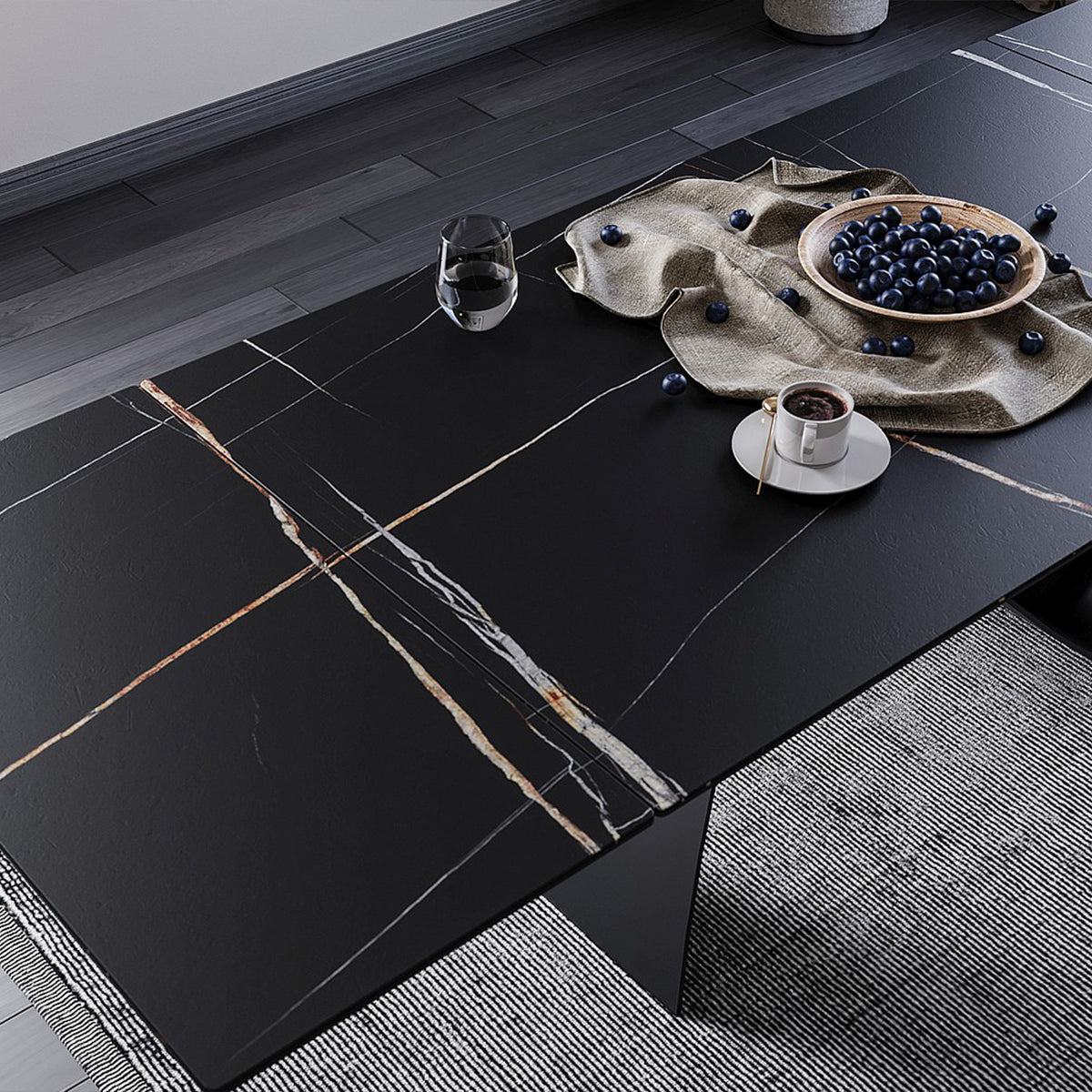 Esstisch Diuna 160/240x90cm, Material: Gehärtetes Glas, Keramik