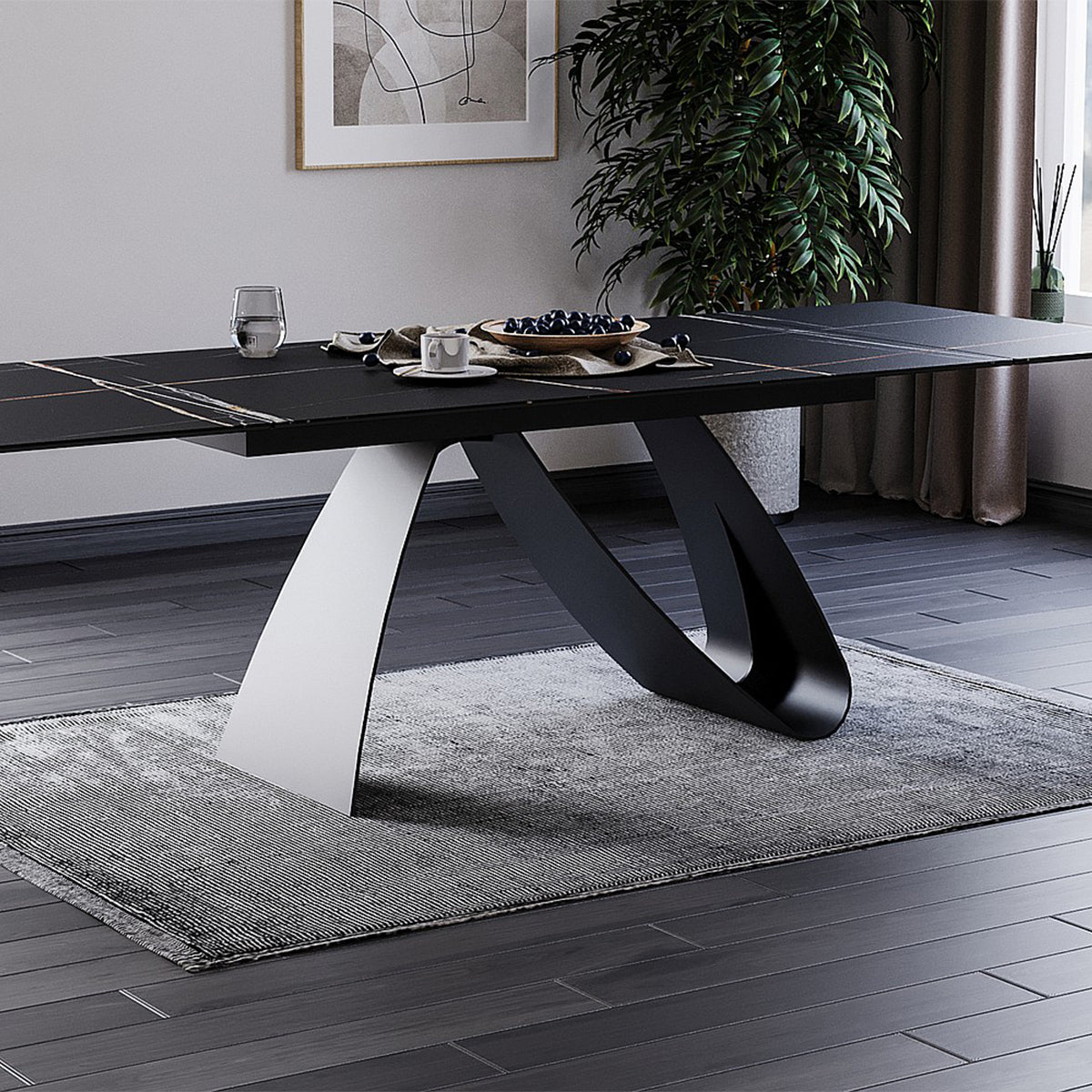 Esstisch Diuna 160/240x90cm, Material: Gehärtetes Glas, Keramik