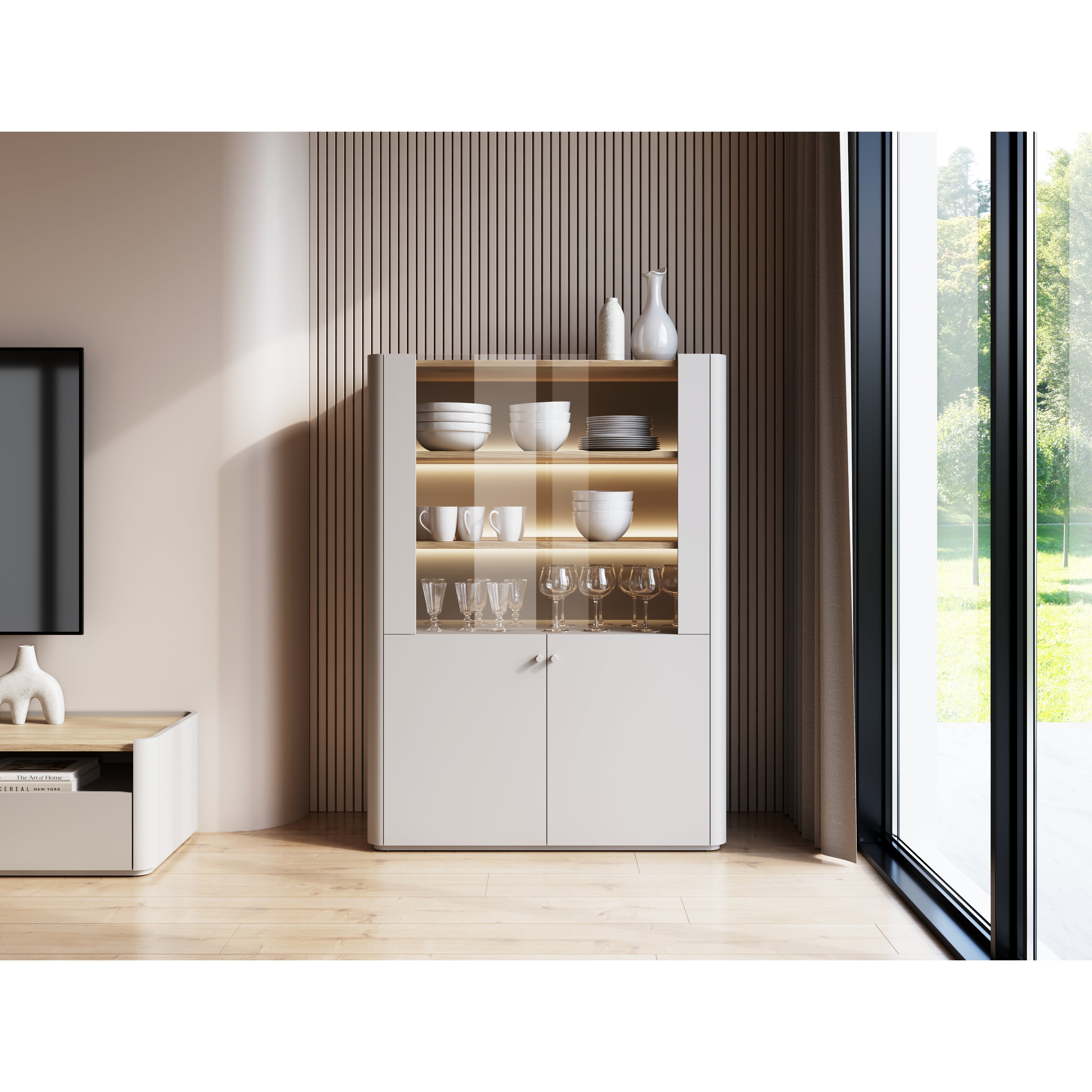 Elivo Vitrine 100cm, Material: MDF, Melaminplatte