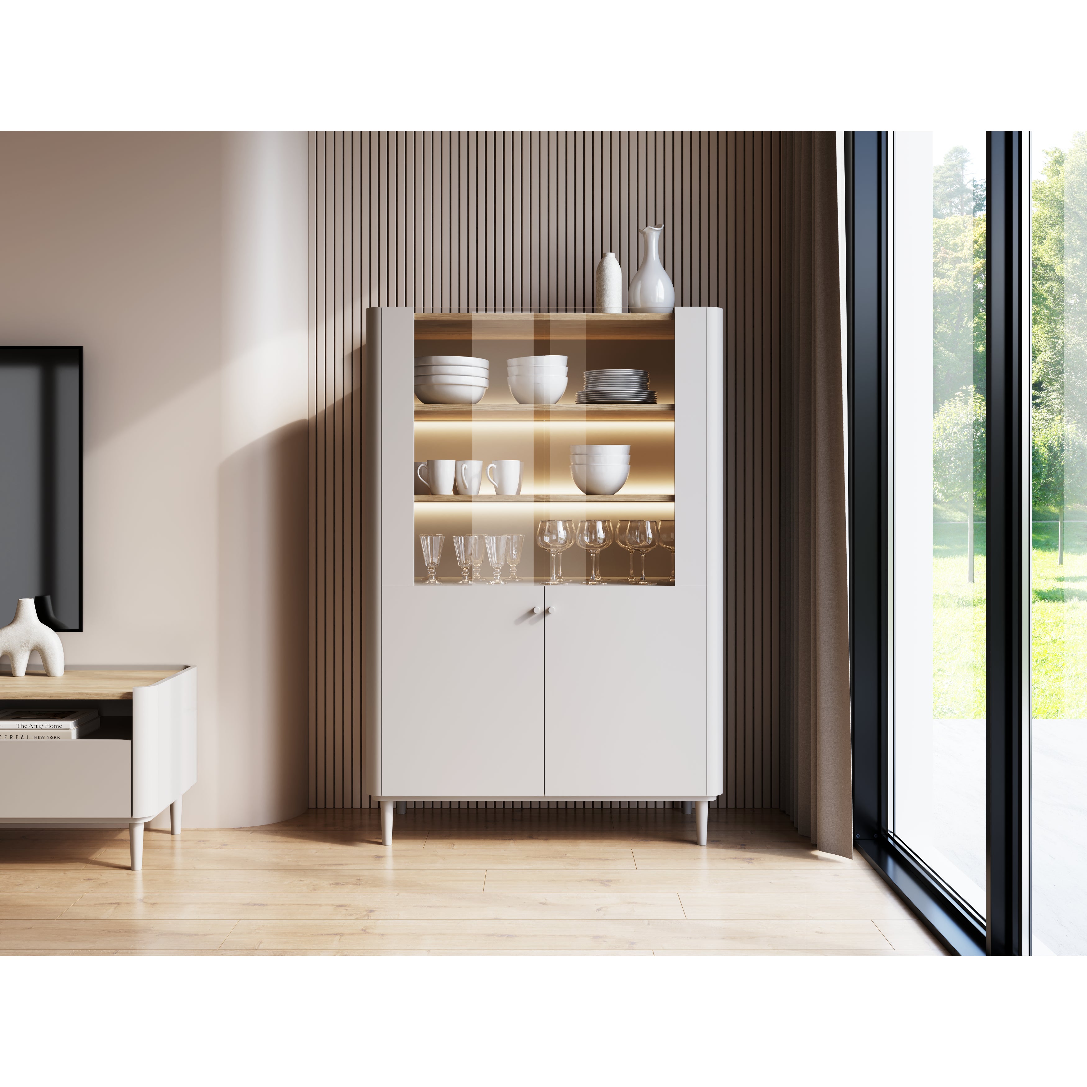 Elivo Vitrine 100cm, Material: MDF, Melaminplatte