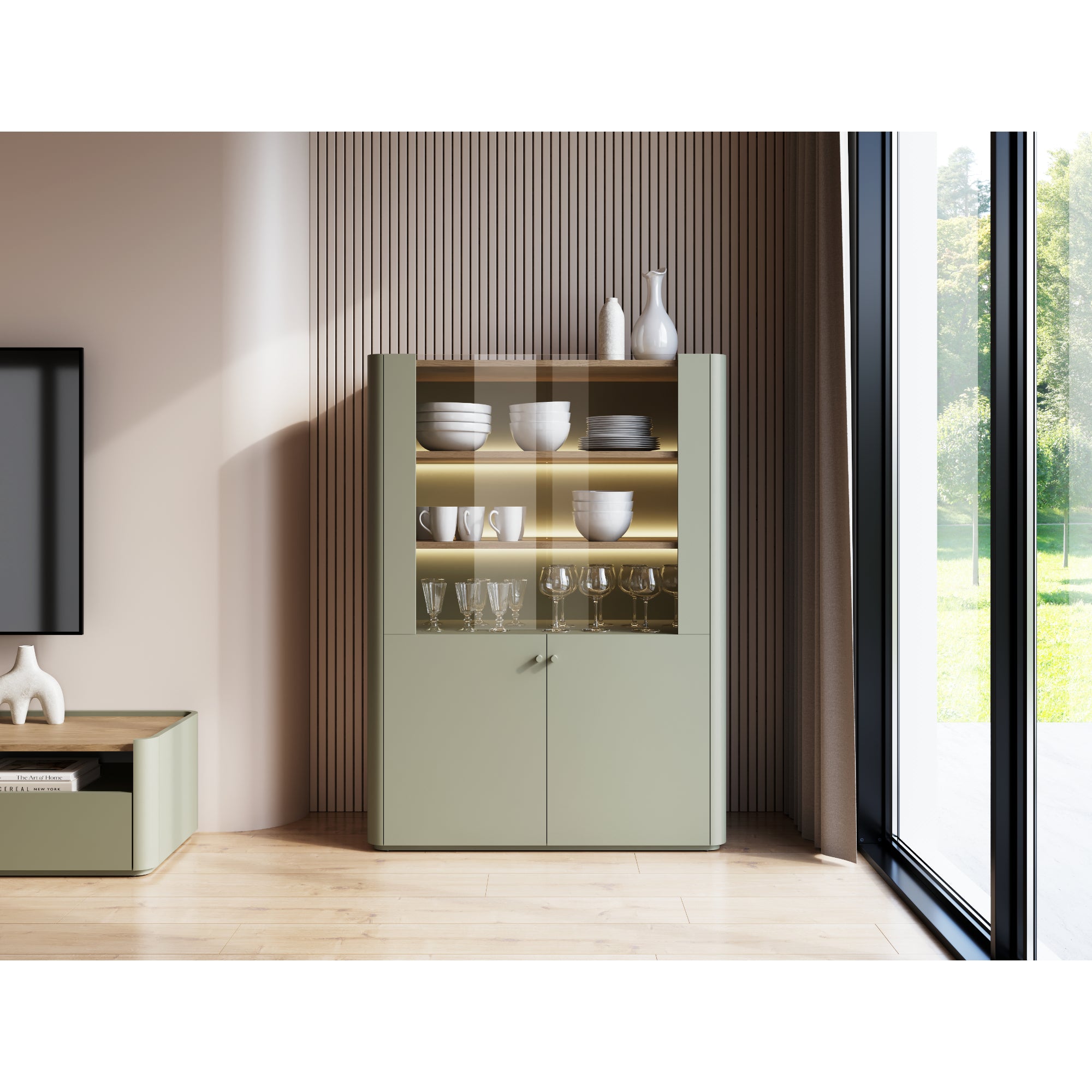 Elivo Vitrine 100cm, Material: MDF, Melaminplatte