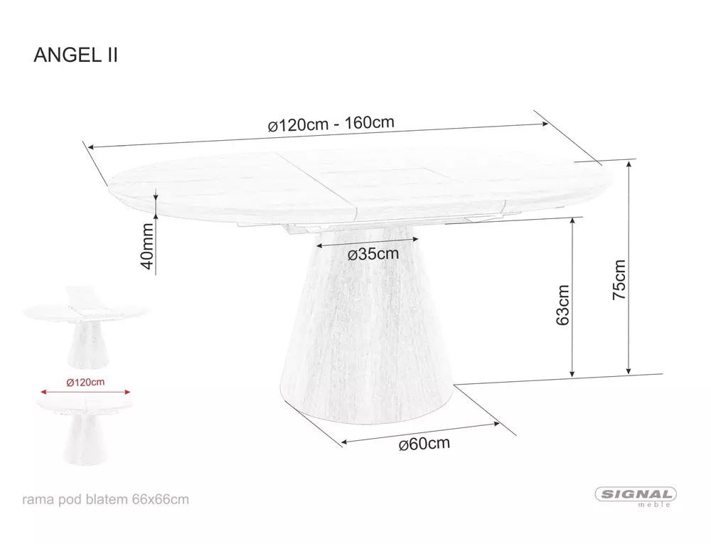 Ausziehbarer Esstisch Angel II 120/160x120 cm, Material: MDF