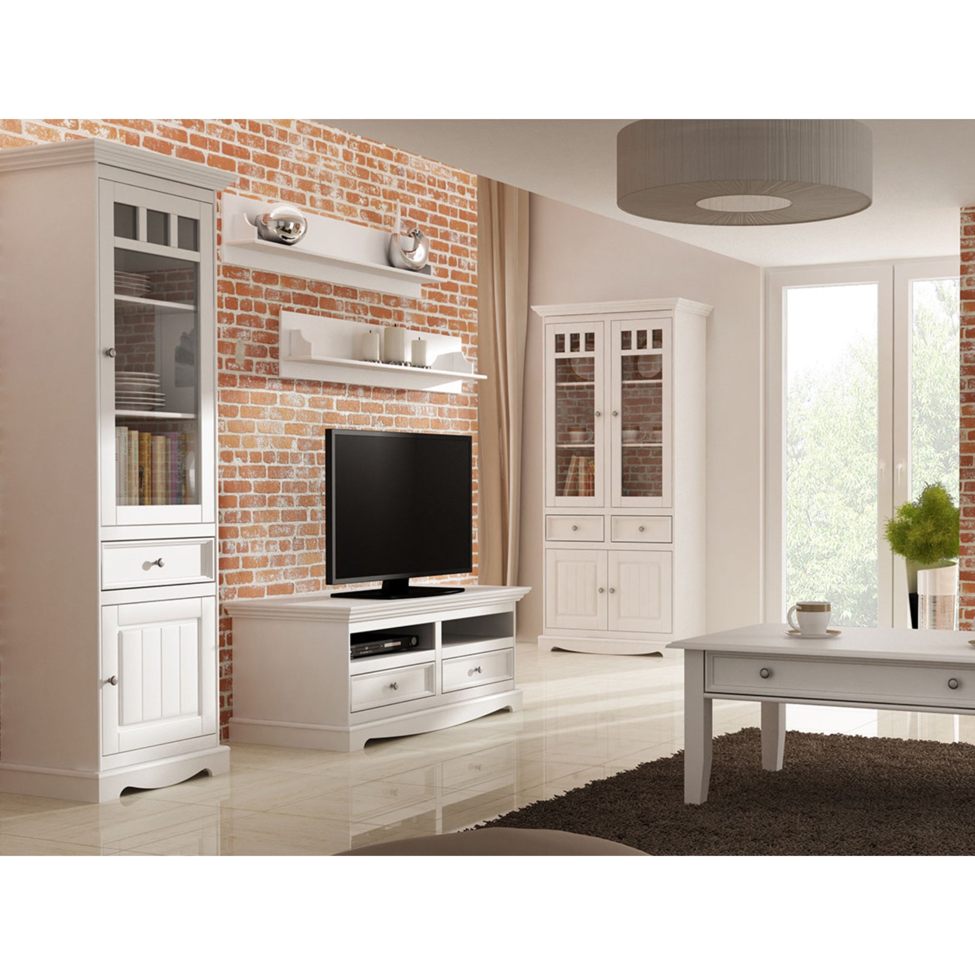 Vitrine Belluno 44x190 cm, Material: Massives Kiefernholz