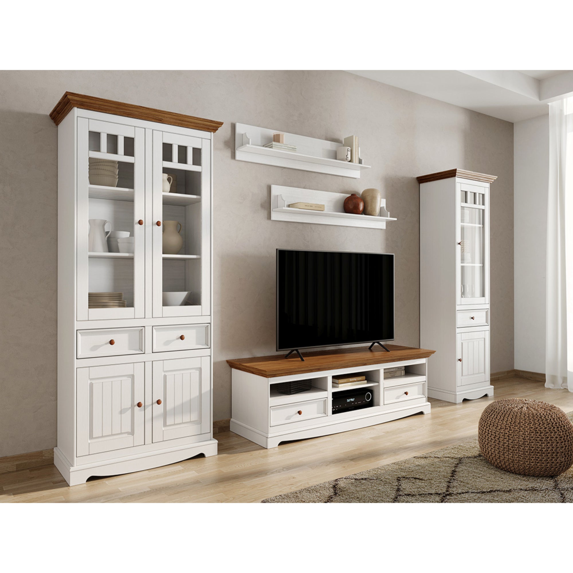 Vitrine Belluno 44x190 cm, Material: Massives Kiefernholz