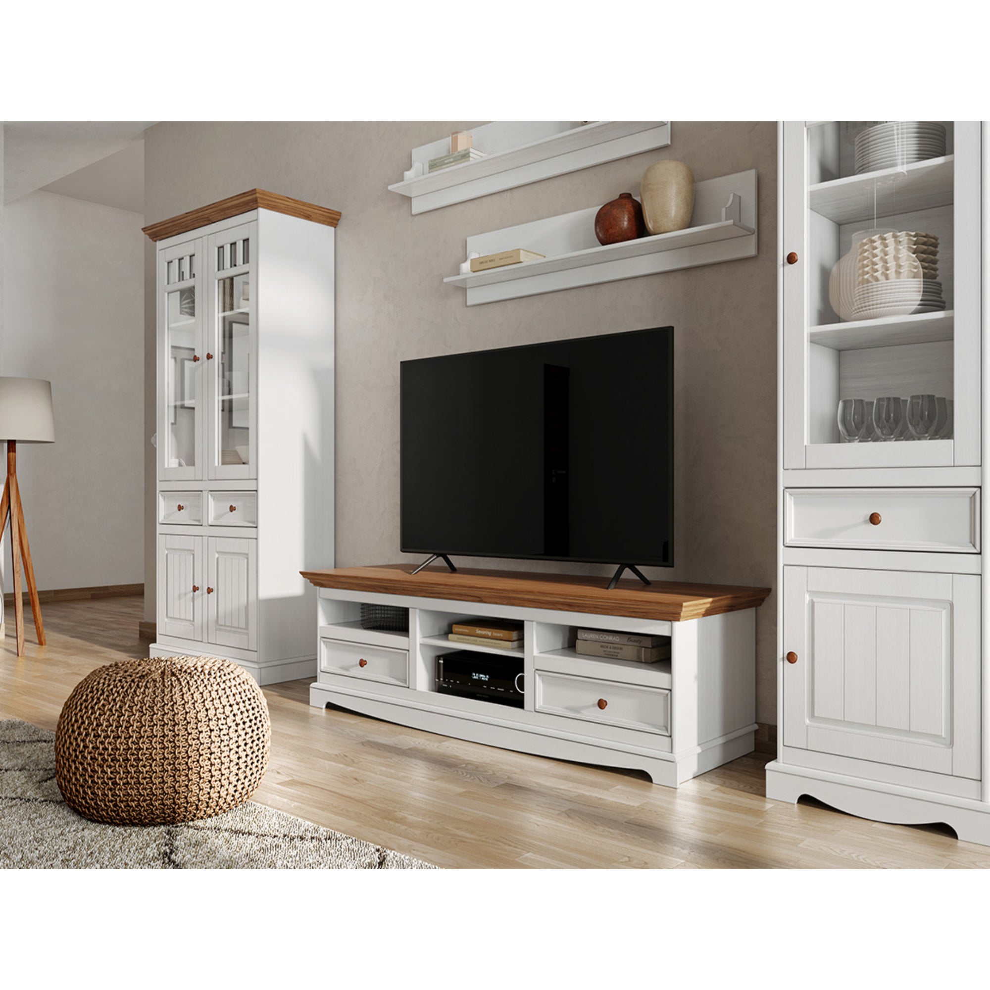 Vitrine Belluno 44x190 cm, Material: Massives Kiefernholz