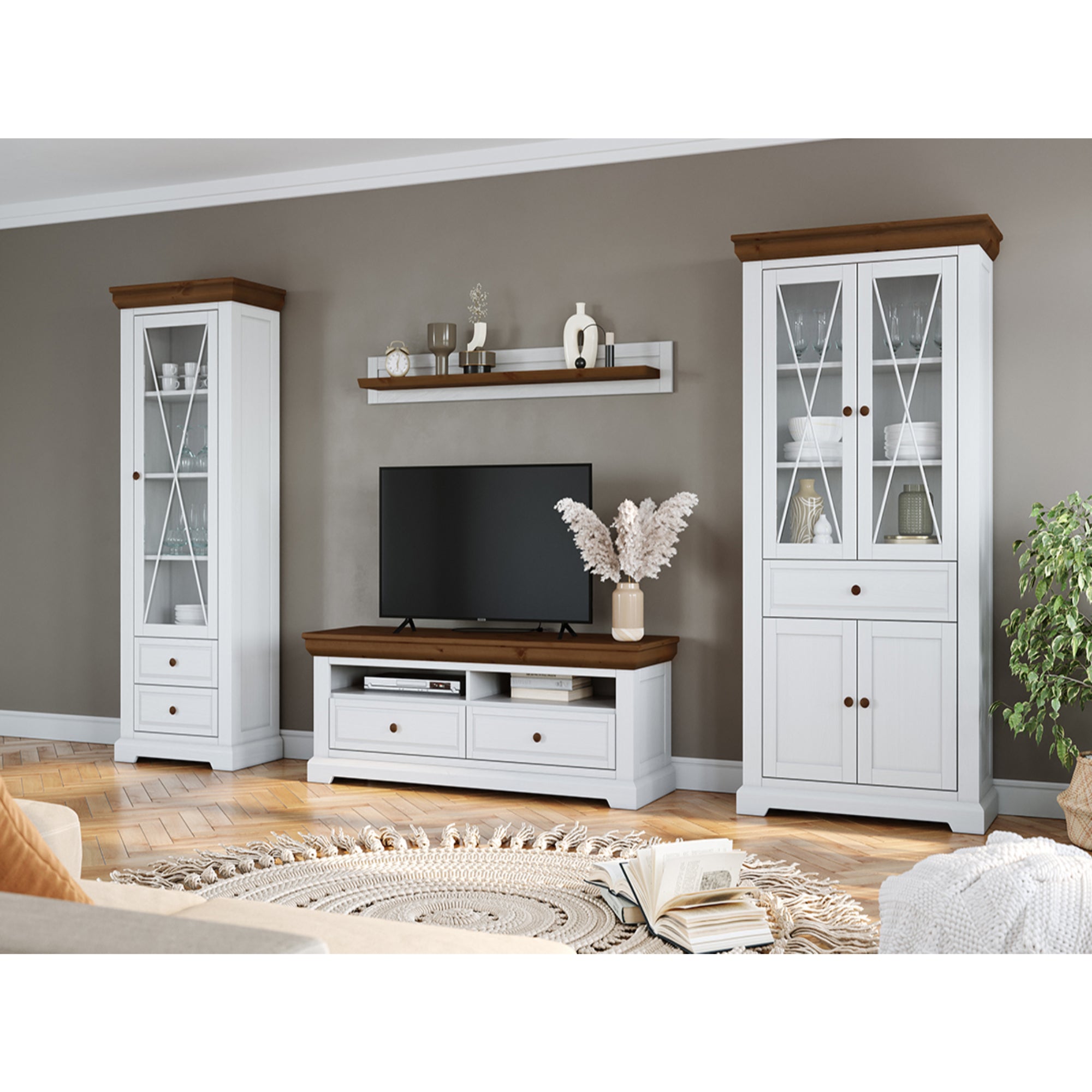 Vitrine Marone 41,2x199,7 cm, Material: Massives Kiefernholz