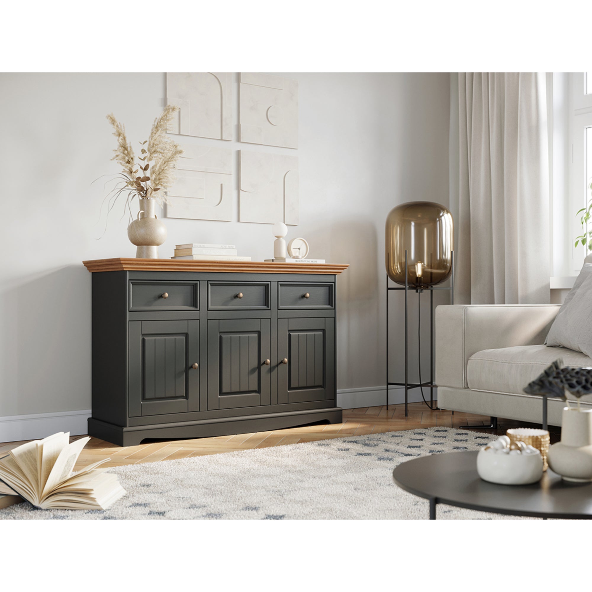 Kommode Belluno 130,3x44,2 cm, Material: Massiv-Kiefernholz