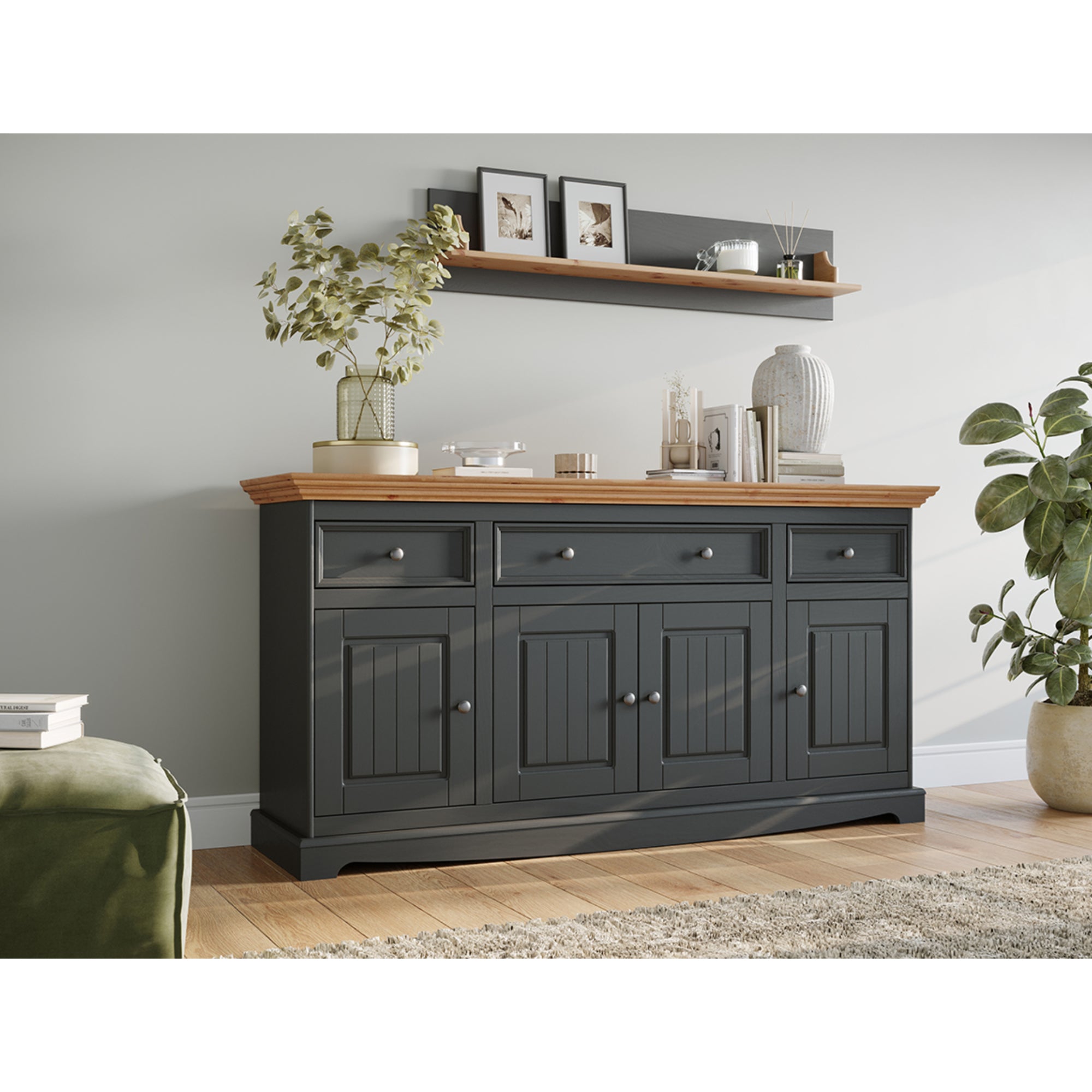 Kommode Belluno 167x44,2 cm, Material: Massiv-Kiefernholz