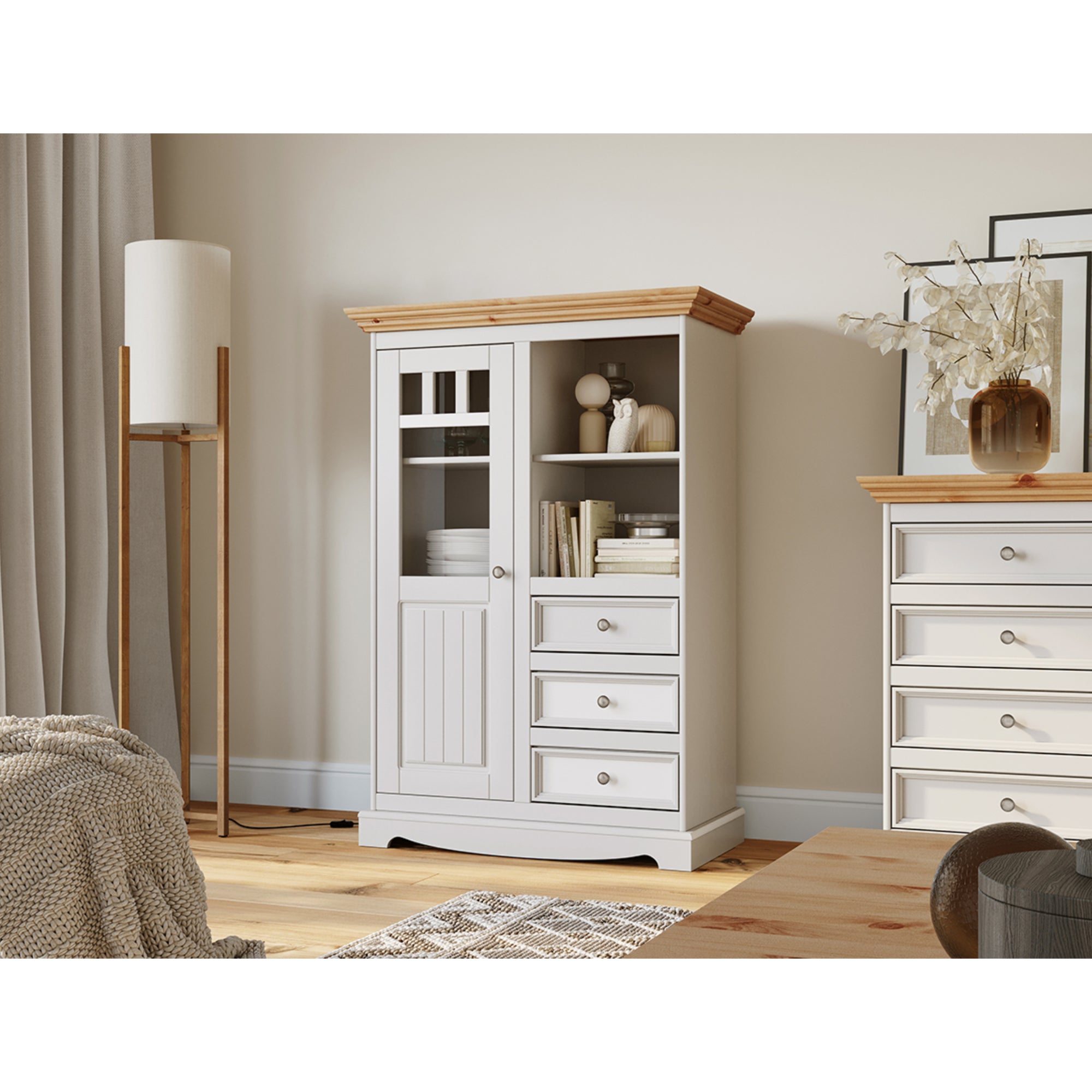 Vitrine Belluno 44x130 cm Material: Massives Kiefernholz