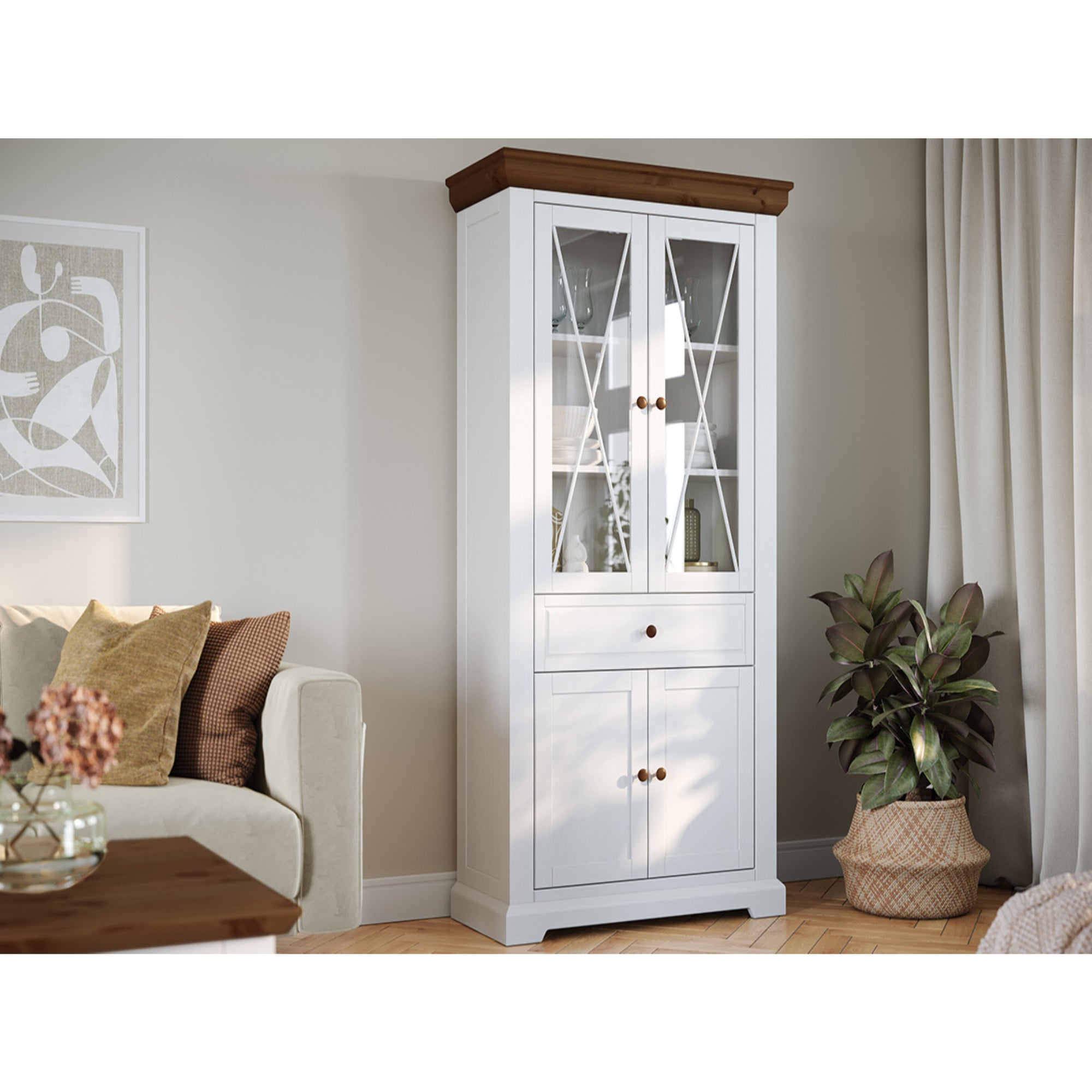 Vitrine Marone 41,2x199,7 cm, Material: Massives Kiefernholz