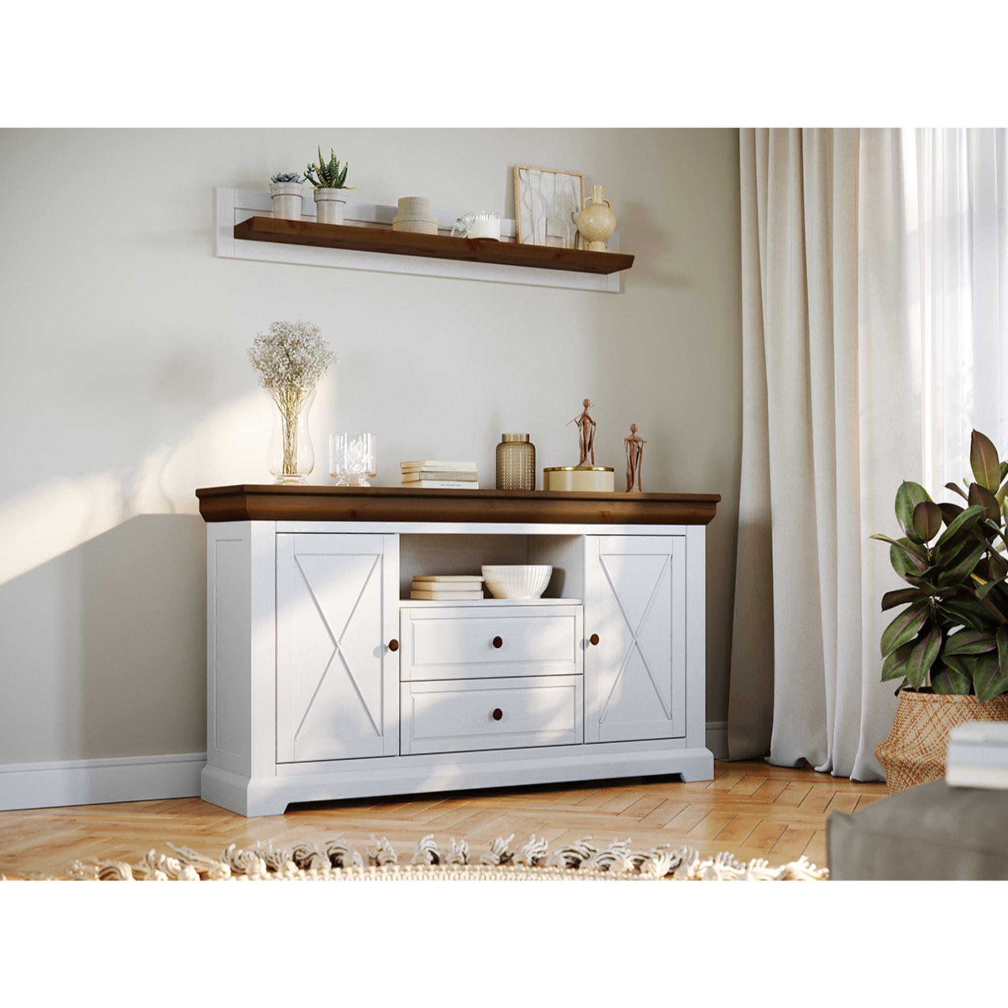 Kommode Marone 166,4x41,2 cm, Material: Massives Kiefernholz