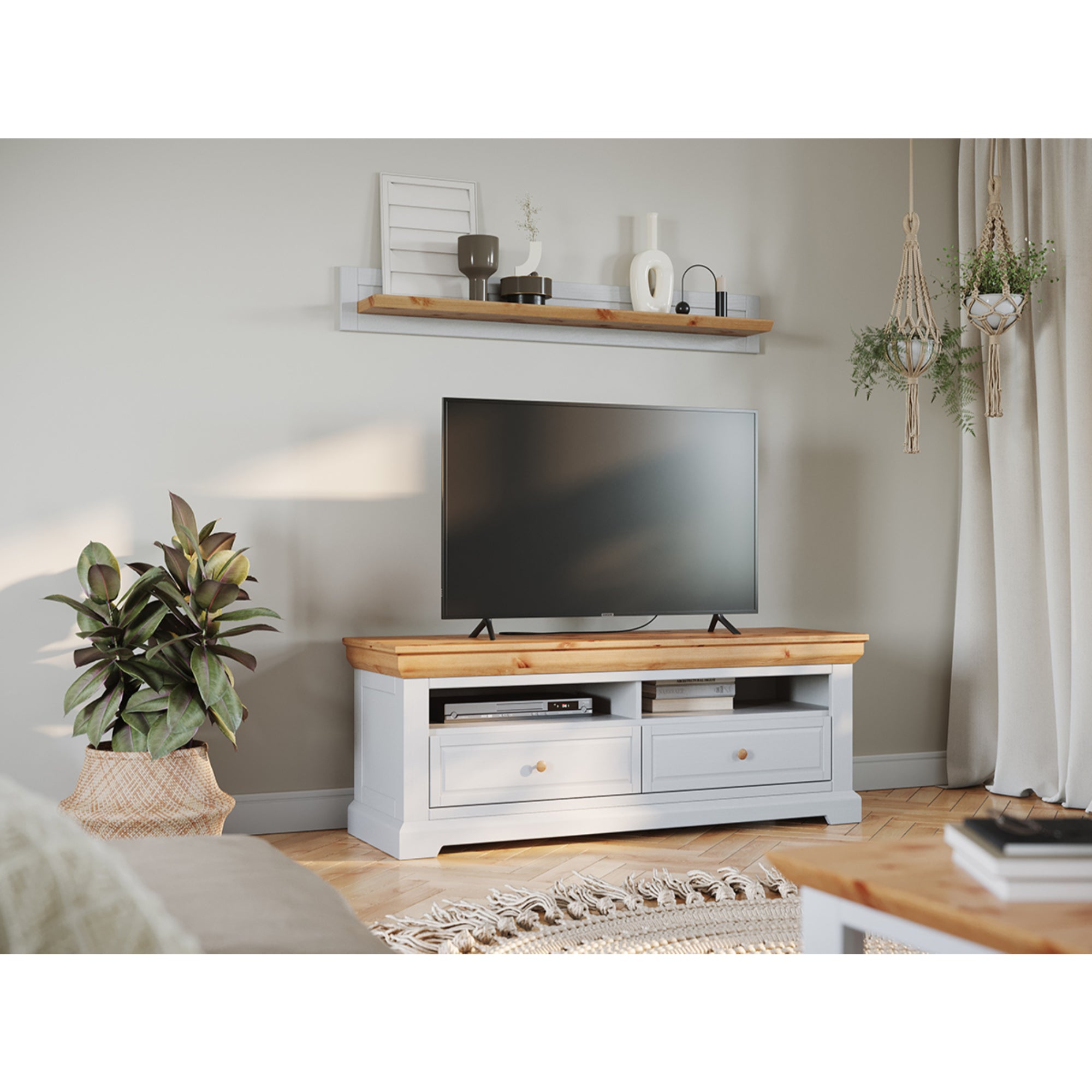 TV-Kommode Marone 155,2x47,6 cm, Material: Massives Kiefernholz