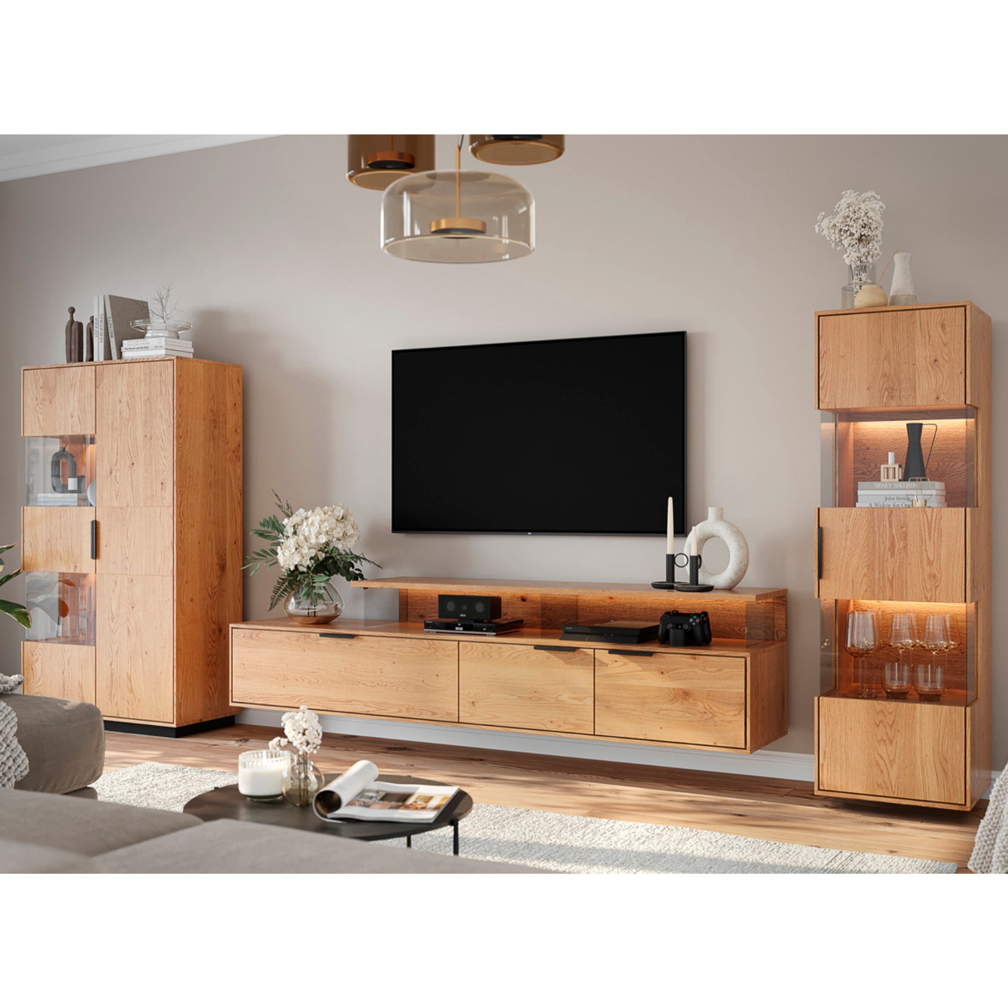 Kommode Tirano 154x39 cm, Material: Massivholz Eiche