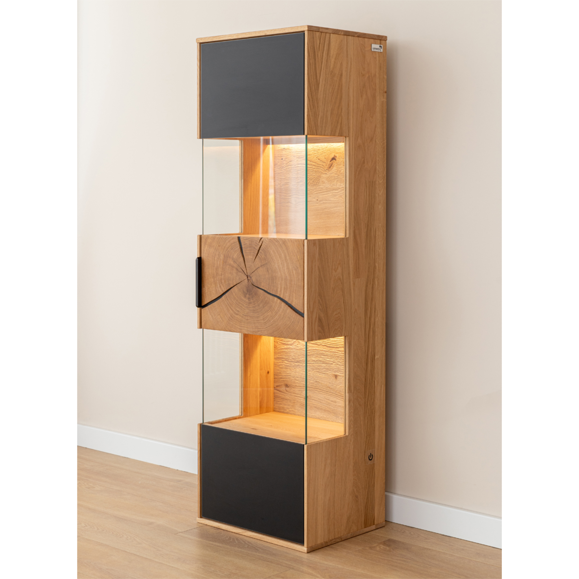 Vitrine Tirano 33x142 cm, Material: Massivholz Eiche