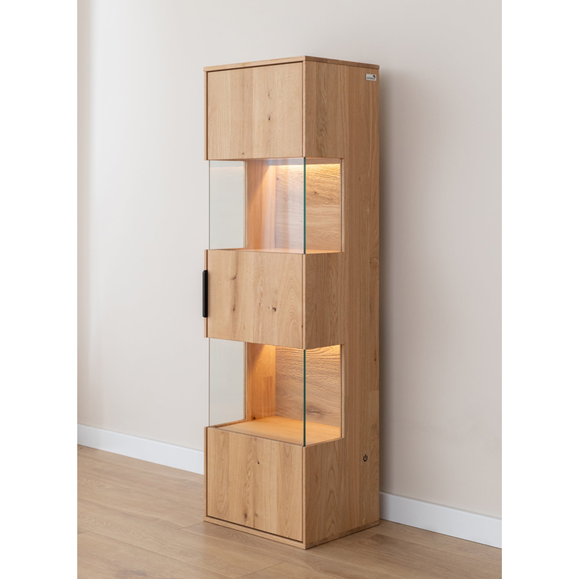 Vitrine Tirano 33x142 cm, Material: Massivholz Eiche