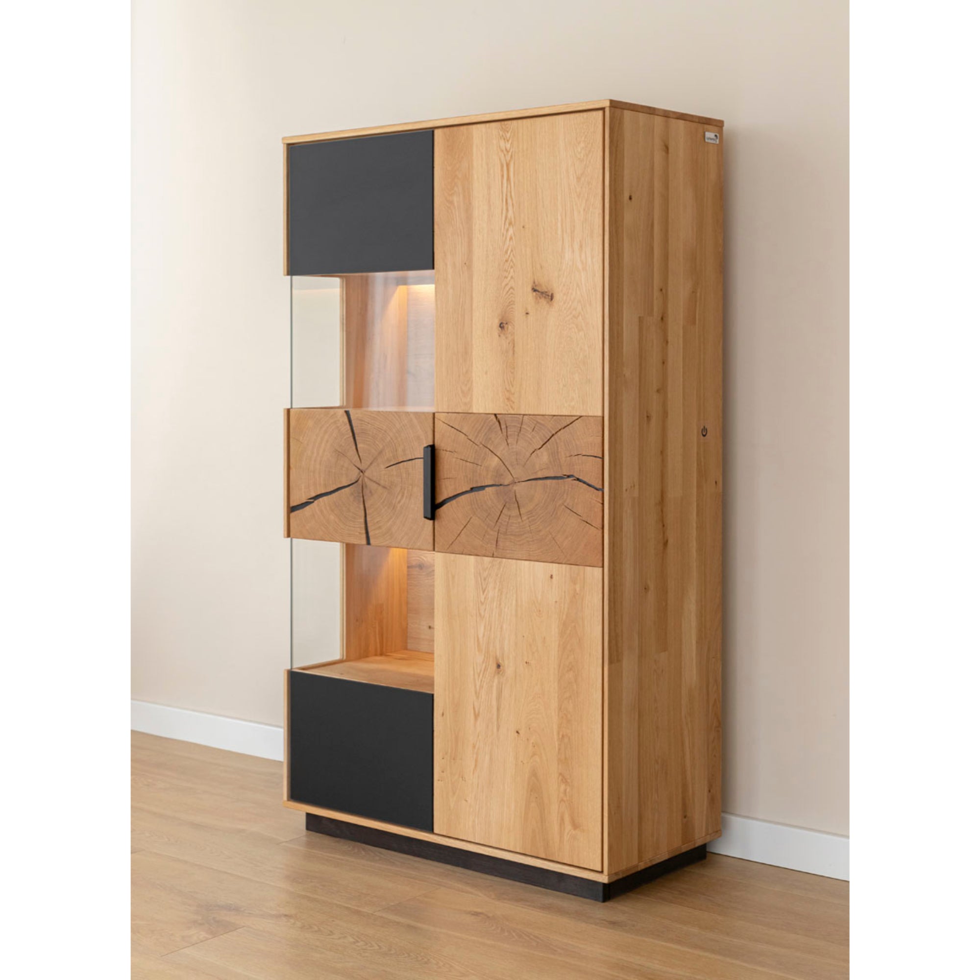 Vitrine Tirano 39x147 cm, Material: Massivholz Eiche