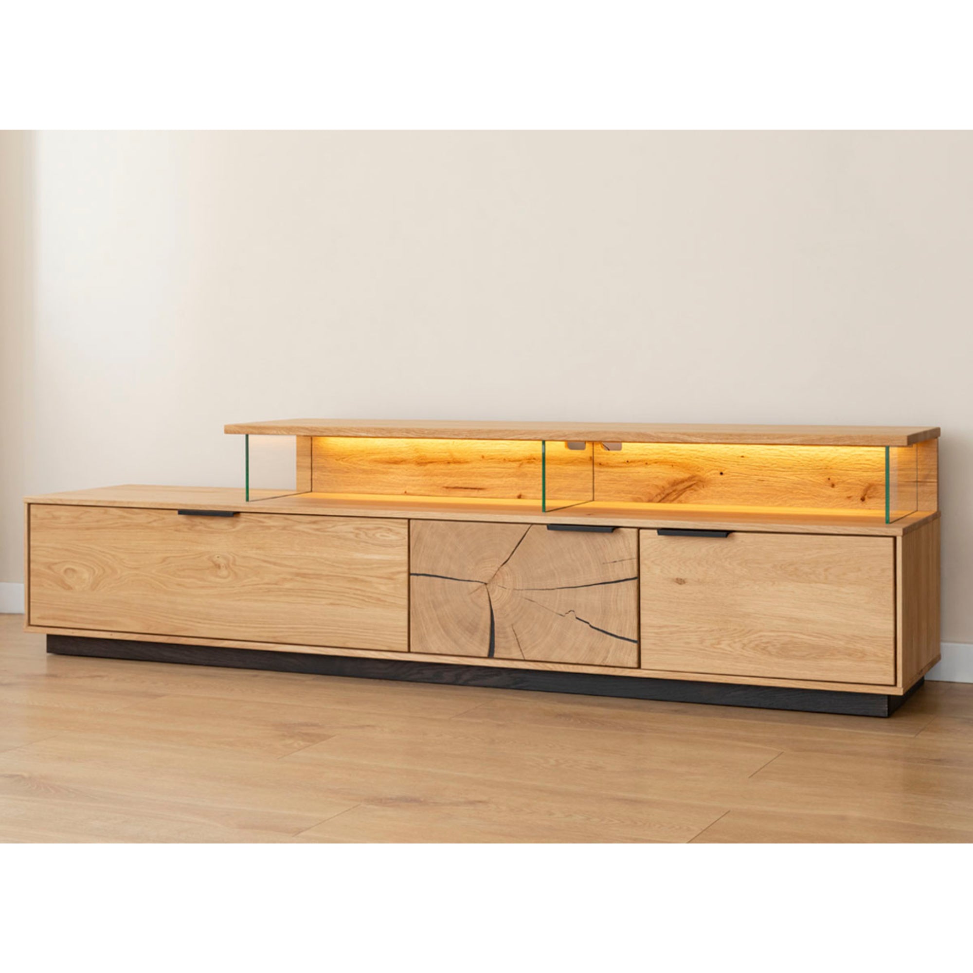 TV Kommode Tirano 200x39 cm, Material: Massivholz Eiche