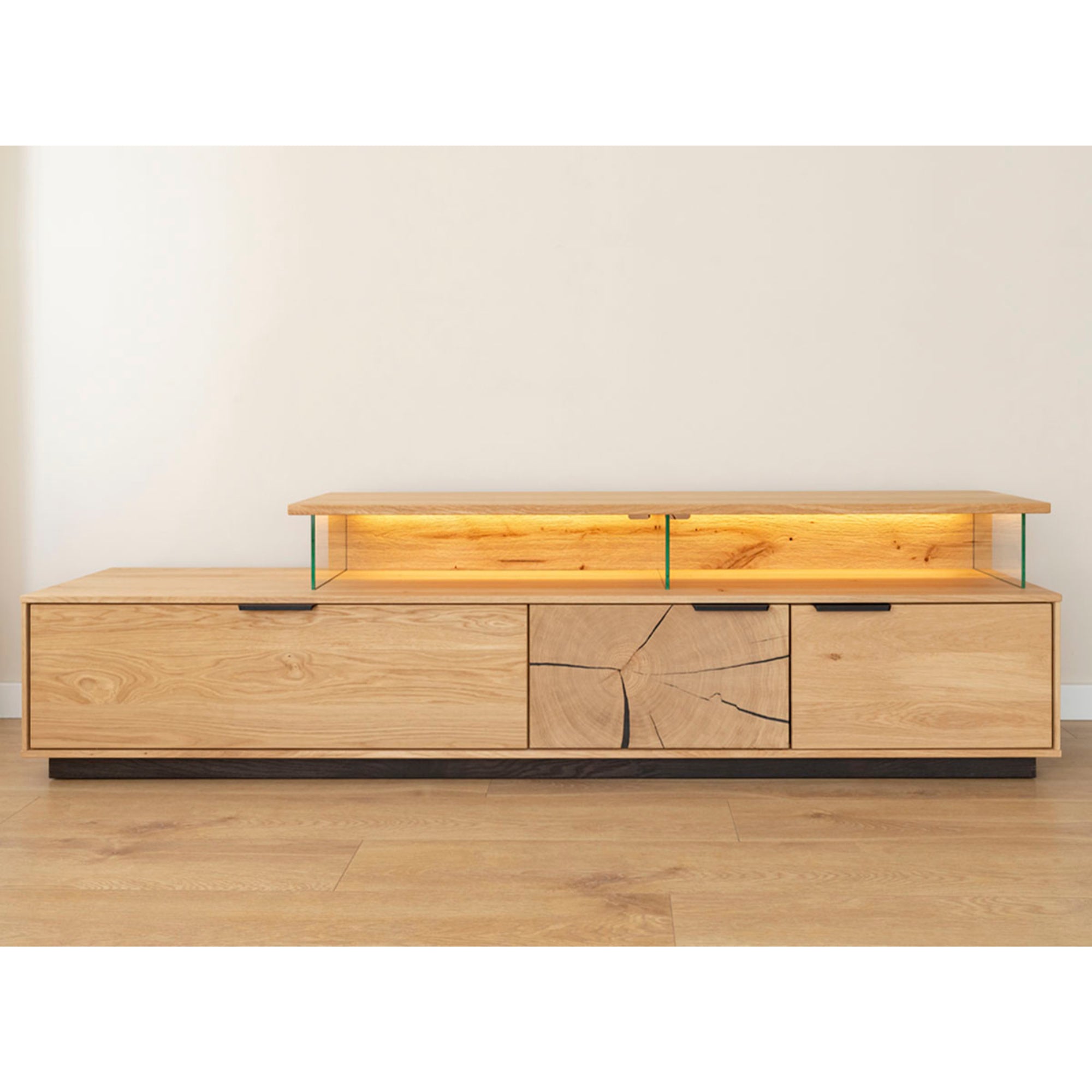 TV Kommode Tirano 200x39 cm, Material: Massivholz Eiche