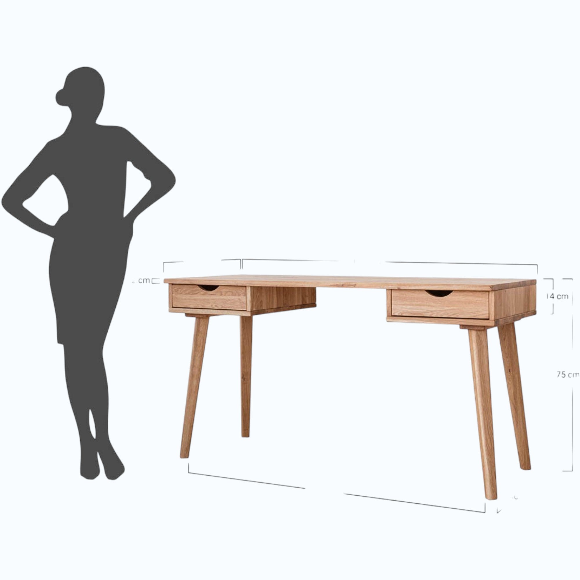 Schreibtisch Simona 138x55 cm, Material: Massivholz Eiche