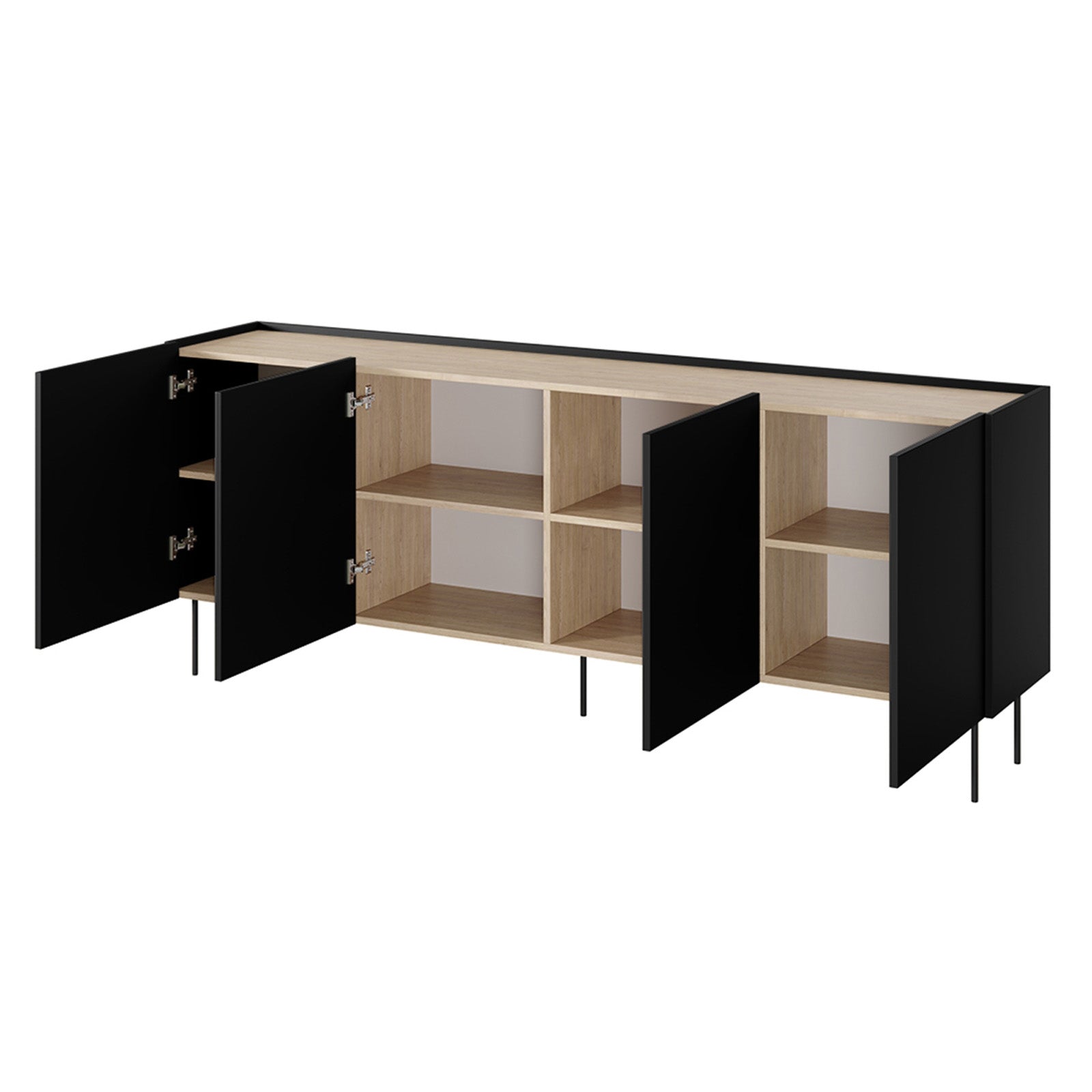 Kommode Desin 220cm, 4 Türen, Material: MDF 