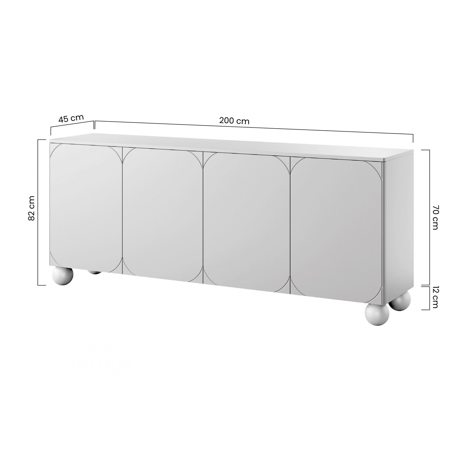 Sonatia Kommode 200cm, 4 Türen, Material: MDF