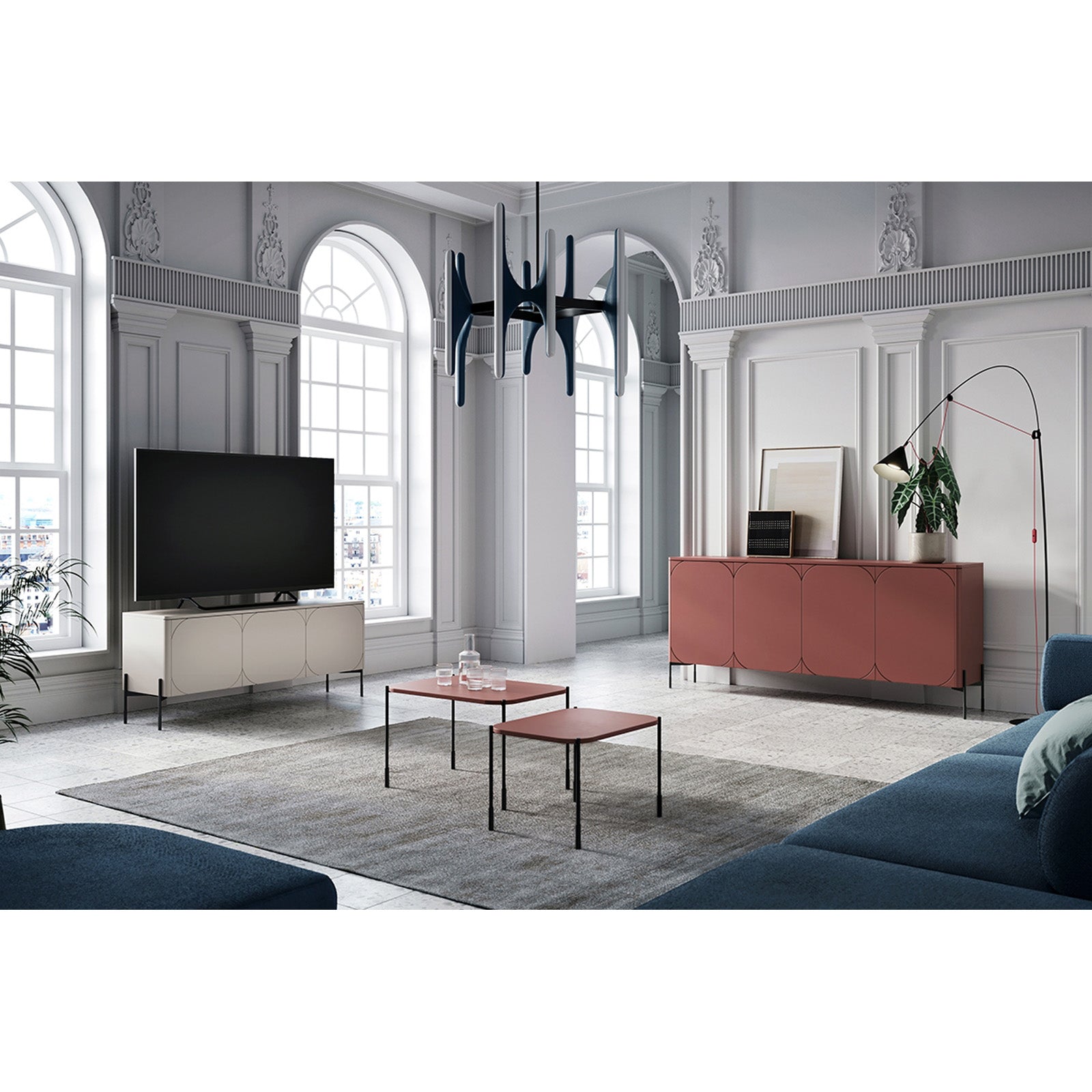 Sonatia Kommode 200cm, 4 Türen und 2 Schubladen, Material: MDF