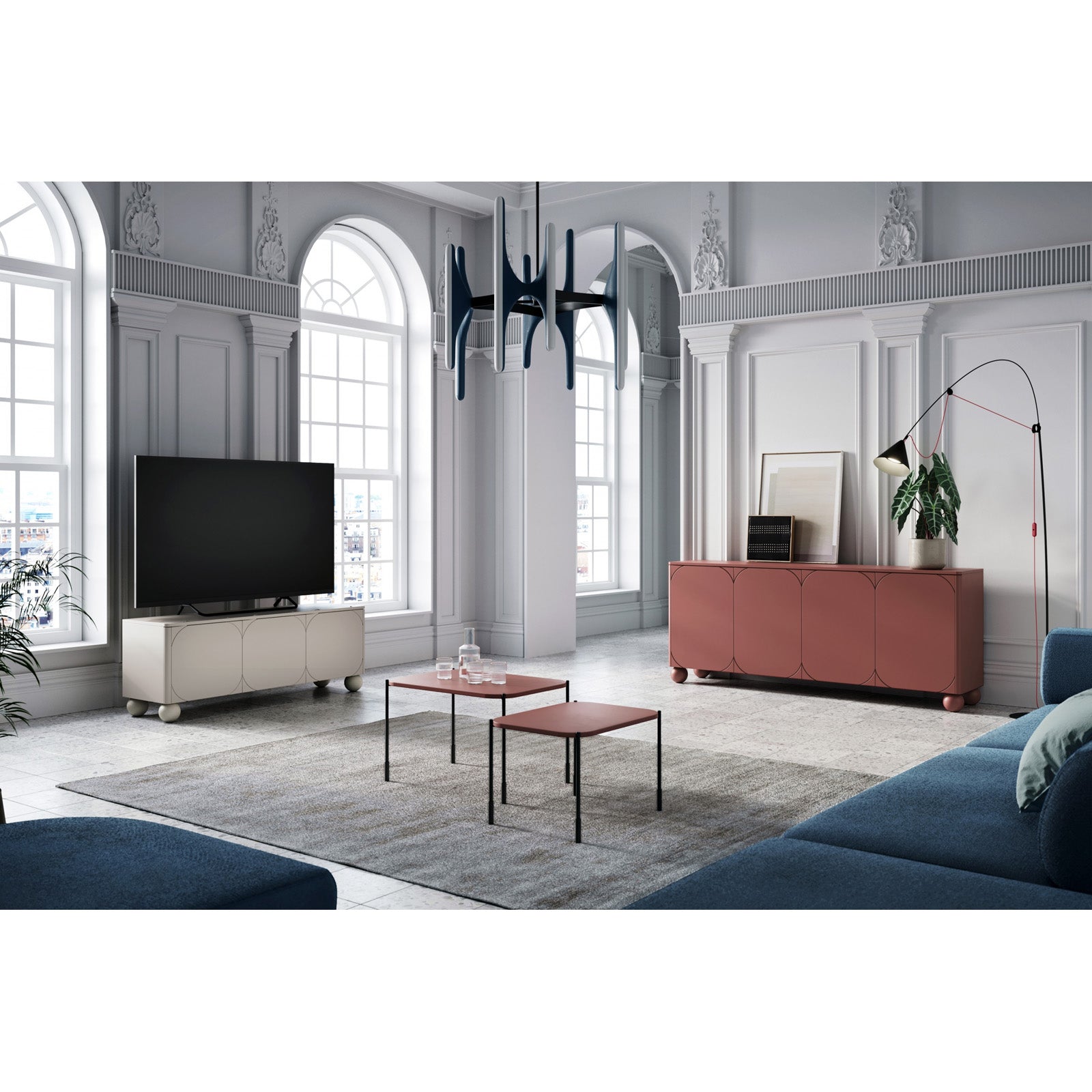 Sonatia Kommode 200cm, 4 Türen und 4 Schubladen, Material: MDF